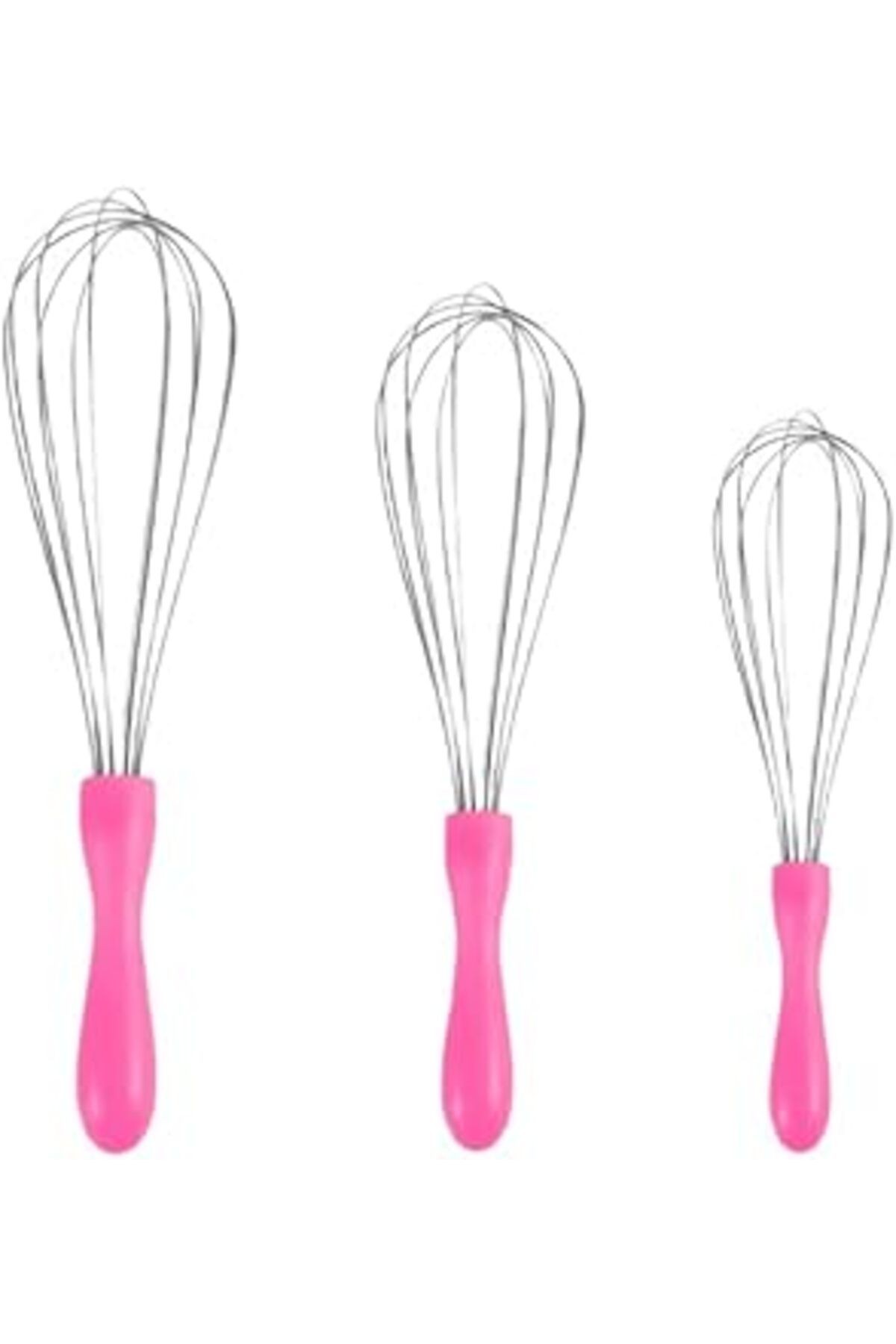 Mybru Paslanmaz Çelik Plastik Saplı El Çırpıcısı (BLENDER) (1, PEMBE, 3'LÜ SET)