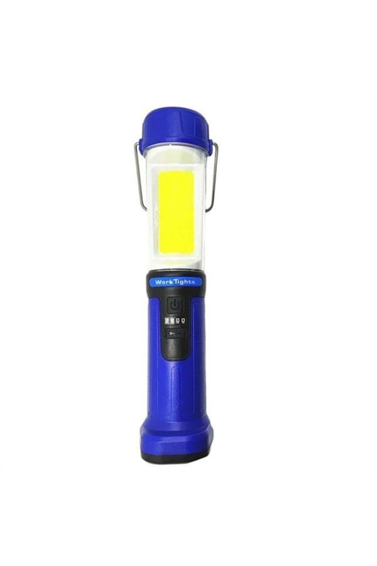 Hk-802 Şarjlı 30 Beyaz 20 Mavi-kırmızı Smd Led / 55 Cob Ledli 5 Modlu Çalışma Lambası
