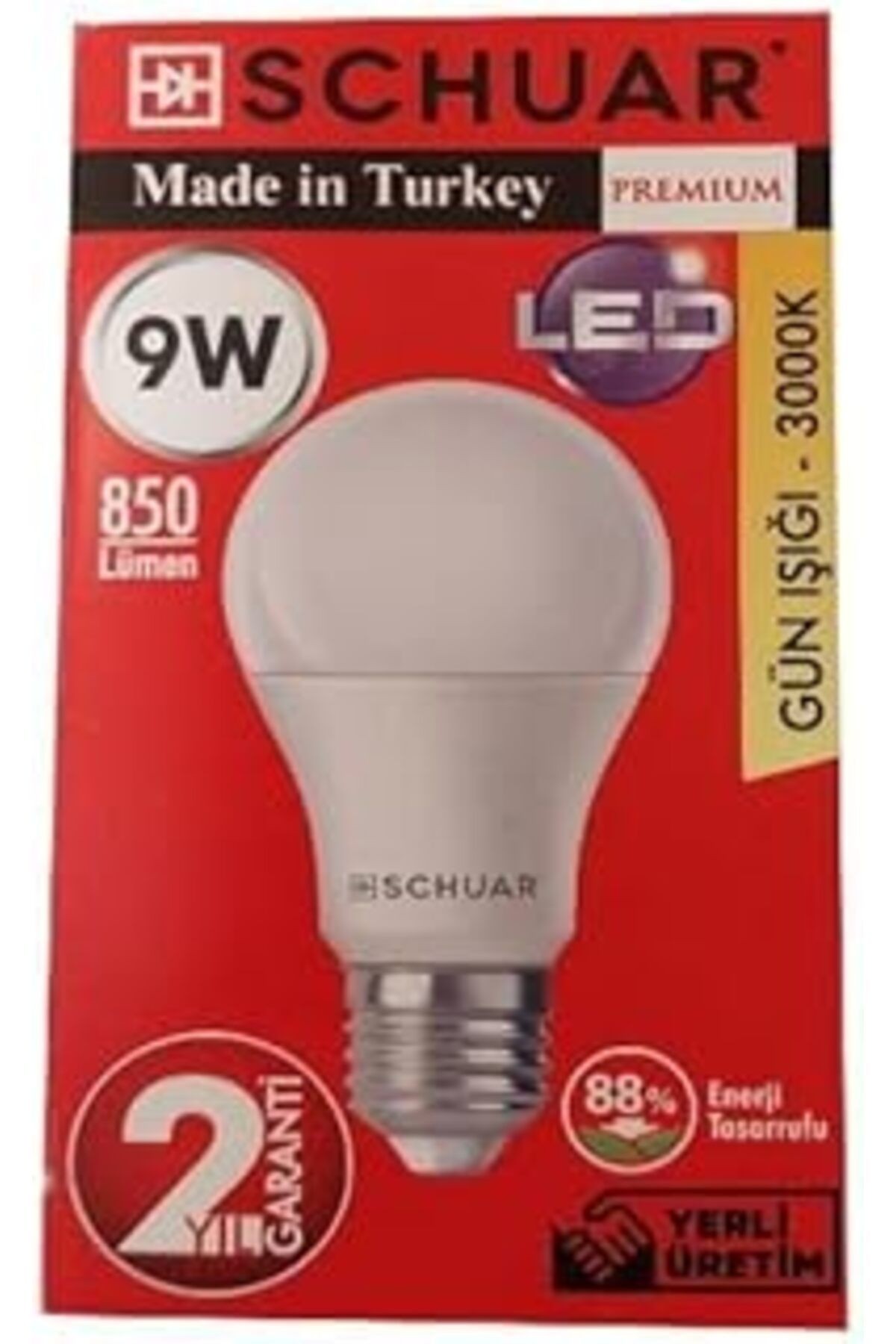 9W Gün Işiği Led Ampul E27 Schuar