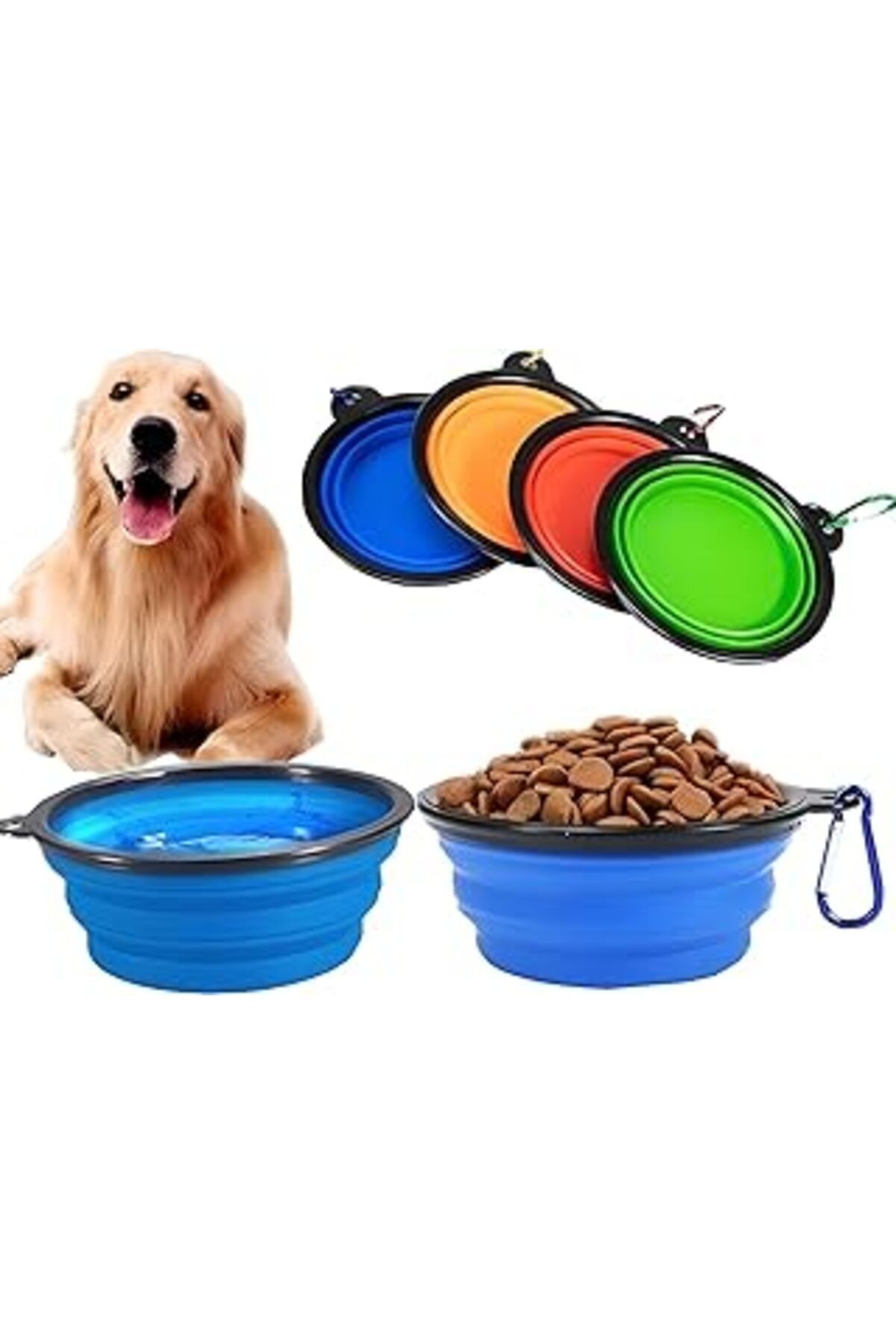 Orret Home Pratik Katlanabilir Taşınabilir Kedi Köpek Mama Ve Su Kabı Evcil Hayvan Portatif Kase,ak