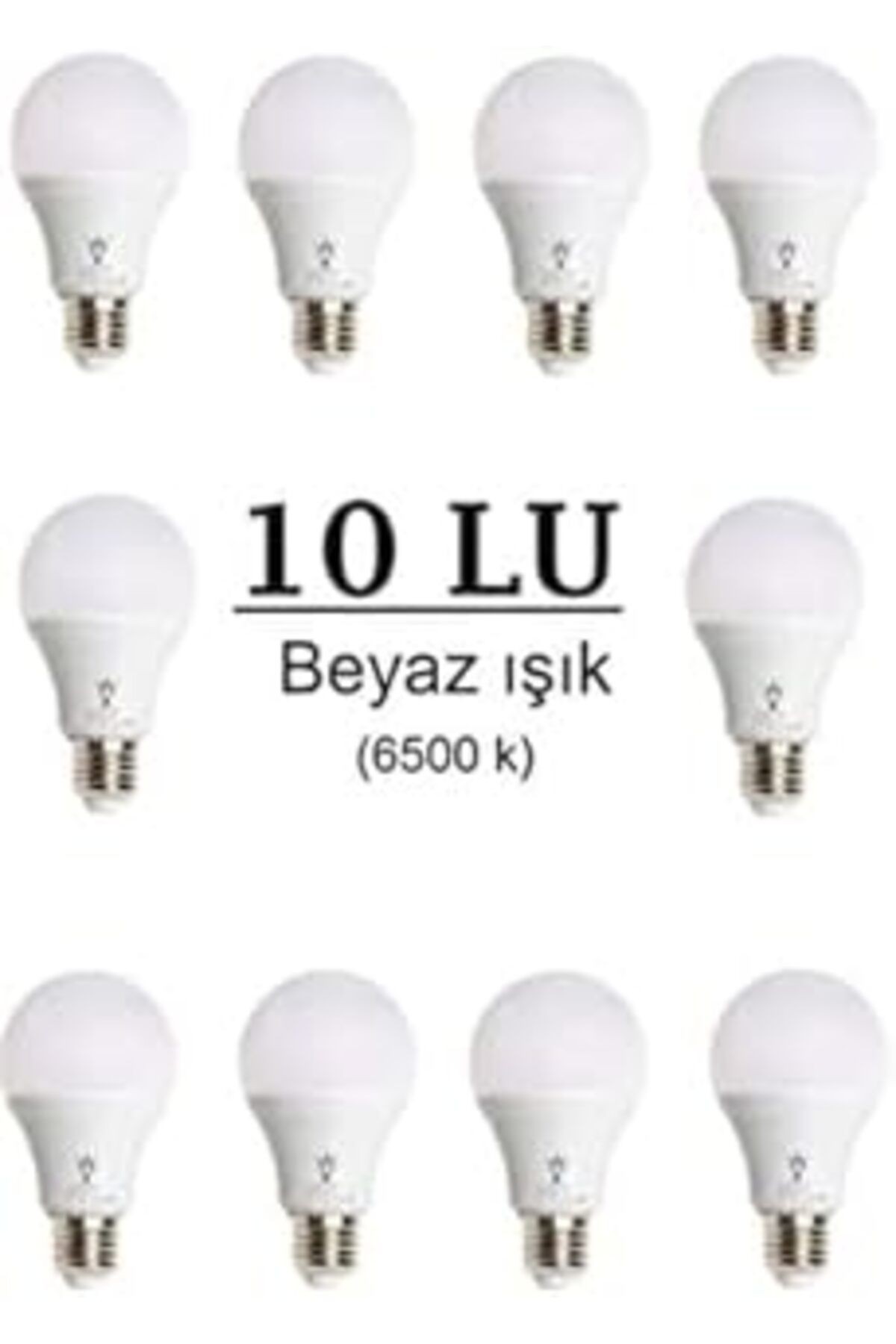 Wellhise Led Ampul 9 Watt 10'lu Paket Beyaz Işık 6500 K E27 Standart Duy