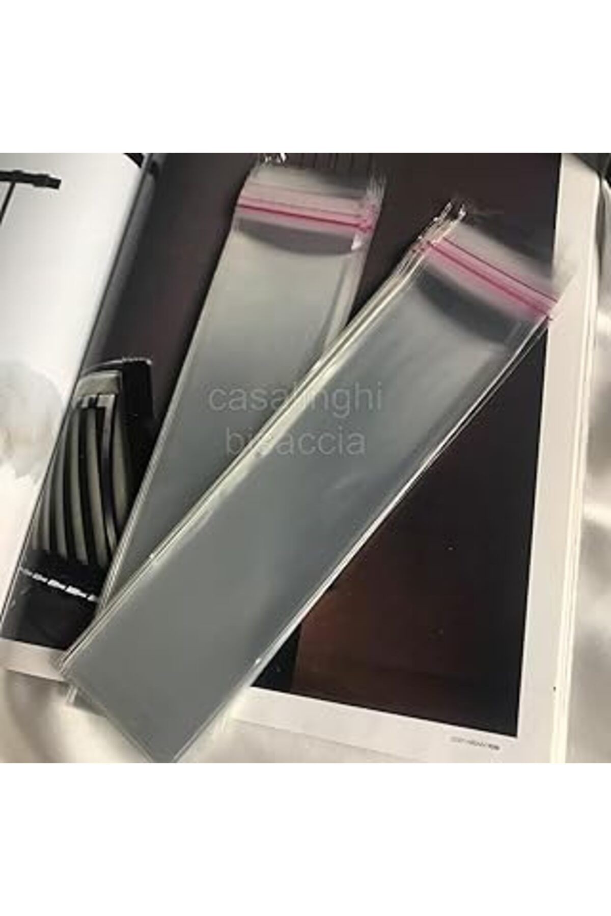 Bisaccia 5x20 Cm (KAPAK PAYI DAHİL) Kendinden Yapışkanlı Şeffaf Poşet Bantlı Jelatin Opp Torba Pake
