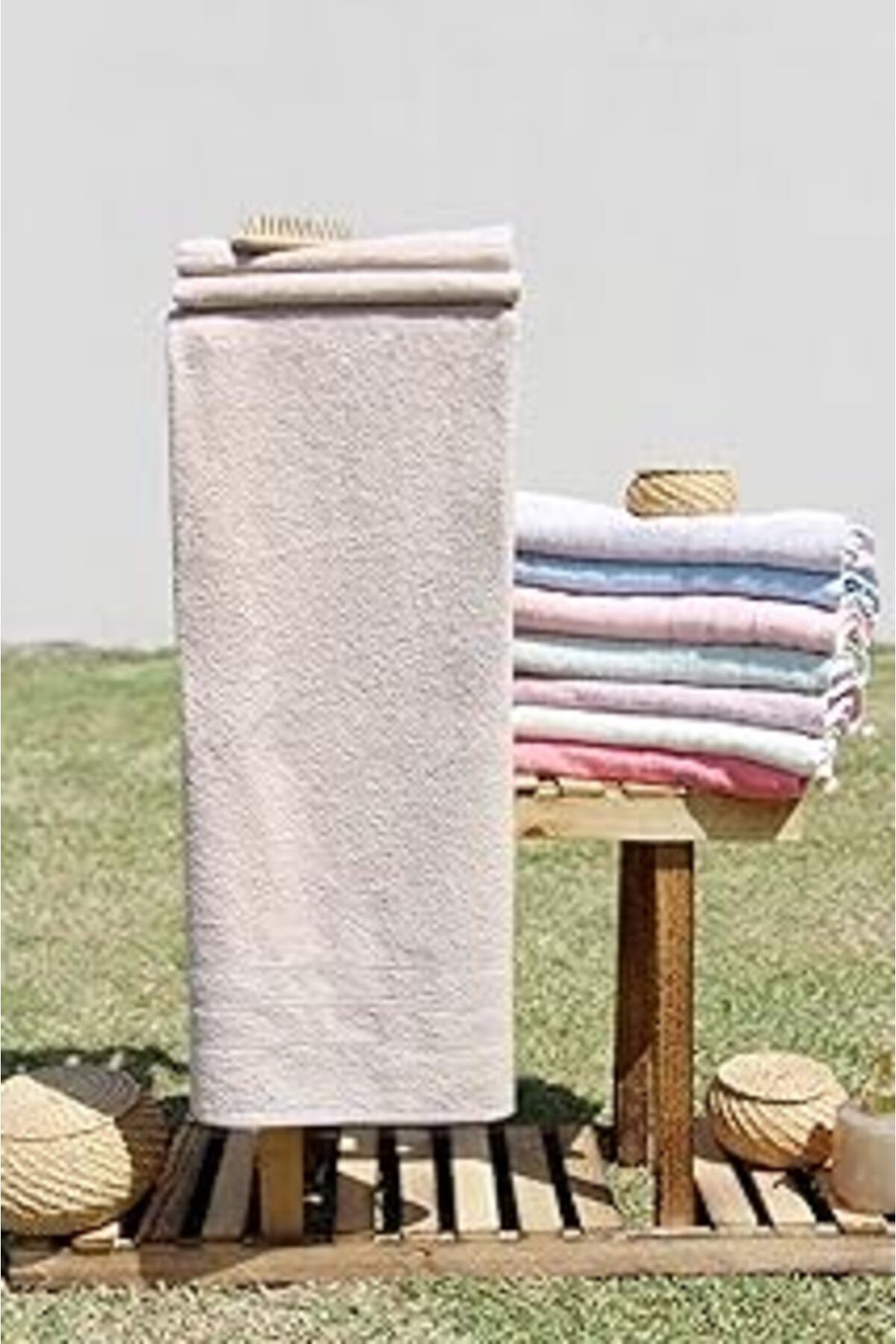 Baveno %100 Pamuk Renkli 70X140 Banyo Havlusu Bej