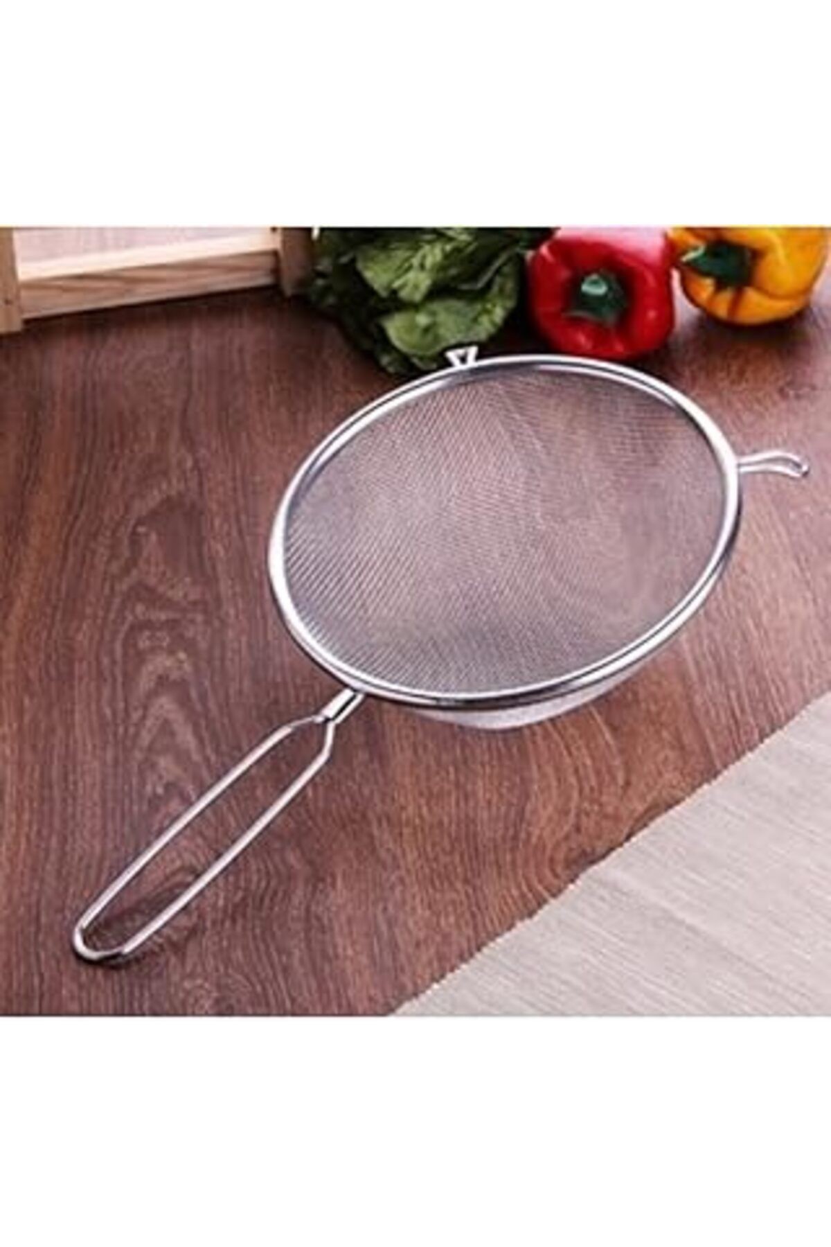 Evefix 18 Cm Metal Saplı Kalaylı Un - Süt - Şeker - Bakliyat Süzgeci