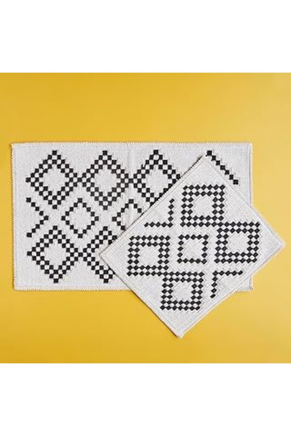 Bella Maison Ethnic Geometrik Desenli%80 Pamuk%20 Polyester Banyo Paspas Takımı, Antrasit, 1 Adet 6