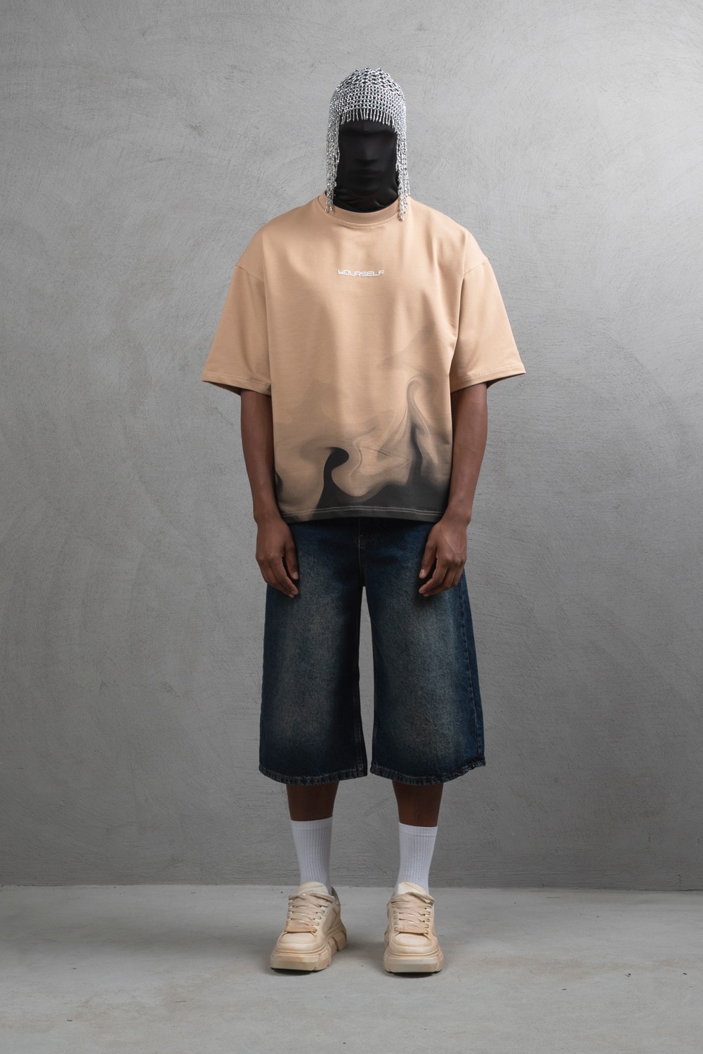 Maksim Oversize Baskılı Tişört – Yourself | 10101 - Beige