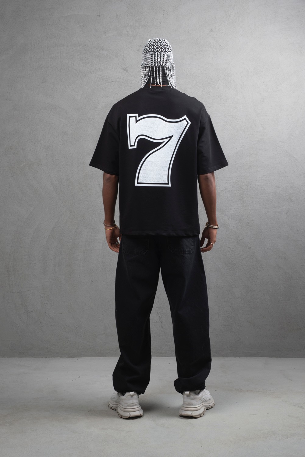 Maksim Oversize Tişört – 777 Baskılı | 10110 - Black