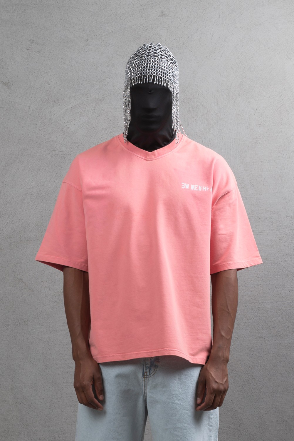 Maksim Oversize Yazı Baskılı Yıkamalı Tişört | 10032 - Pembe