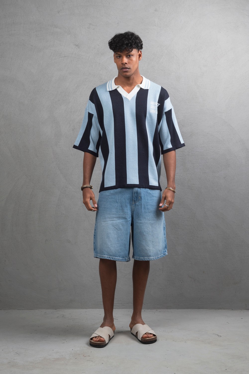 Maksim Oversize Polo Yaka Triko Tişört | 11001 - Lacivert