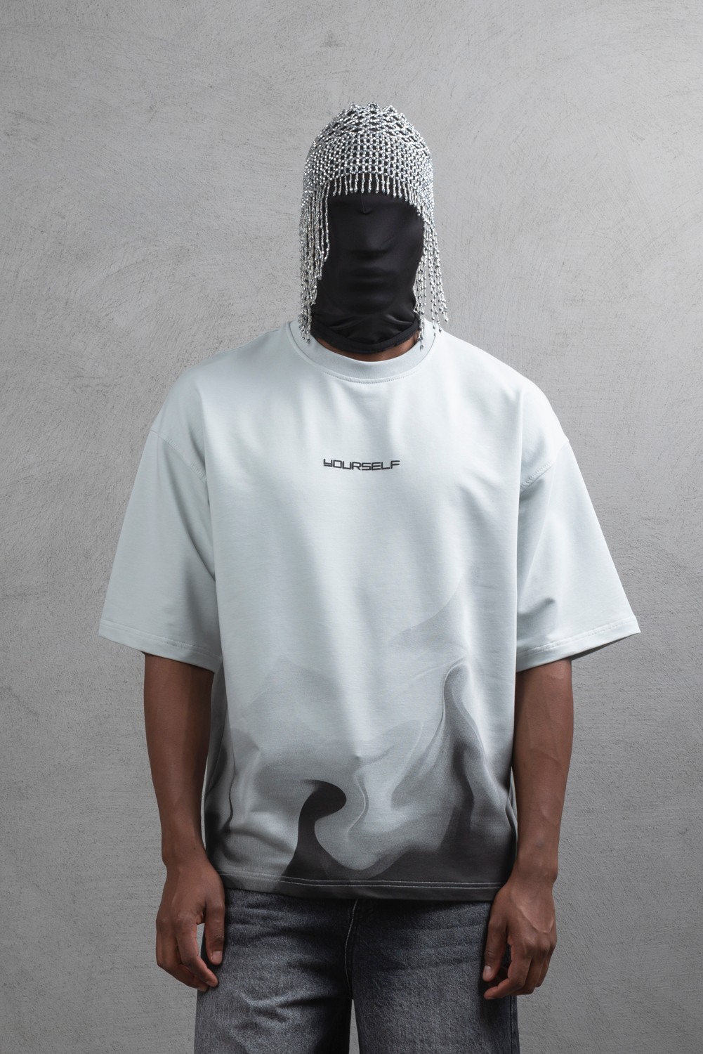 Maksim Oversize Baskılı Tişört – Yourself | 10101 - Grey