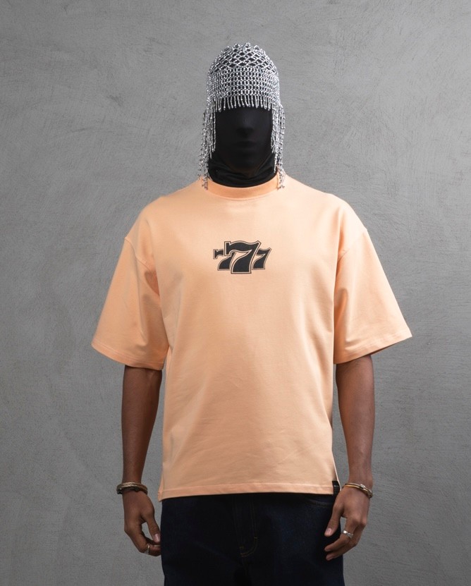 Maksim Oversize Tişört – 777 Baskılı | 10110 - Somon