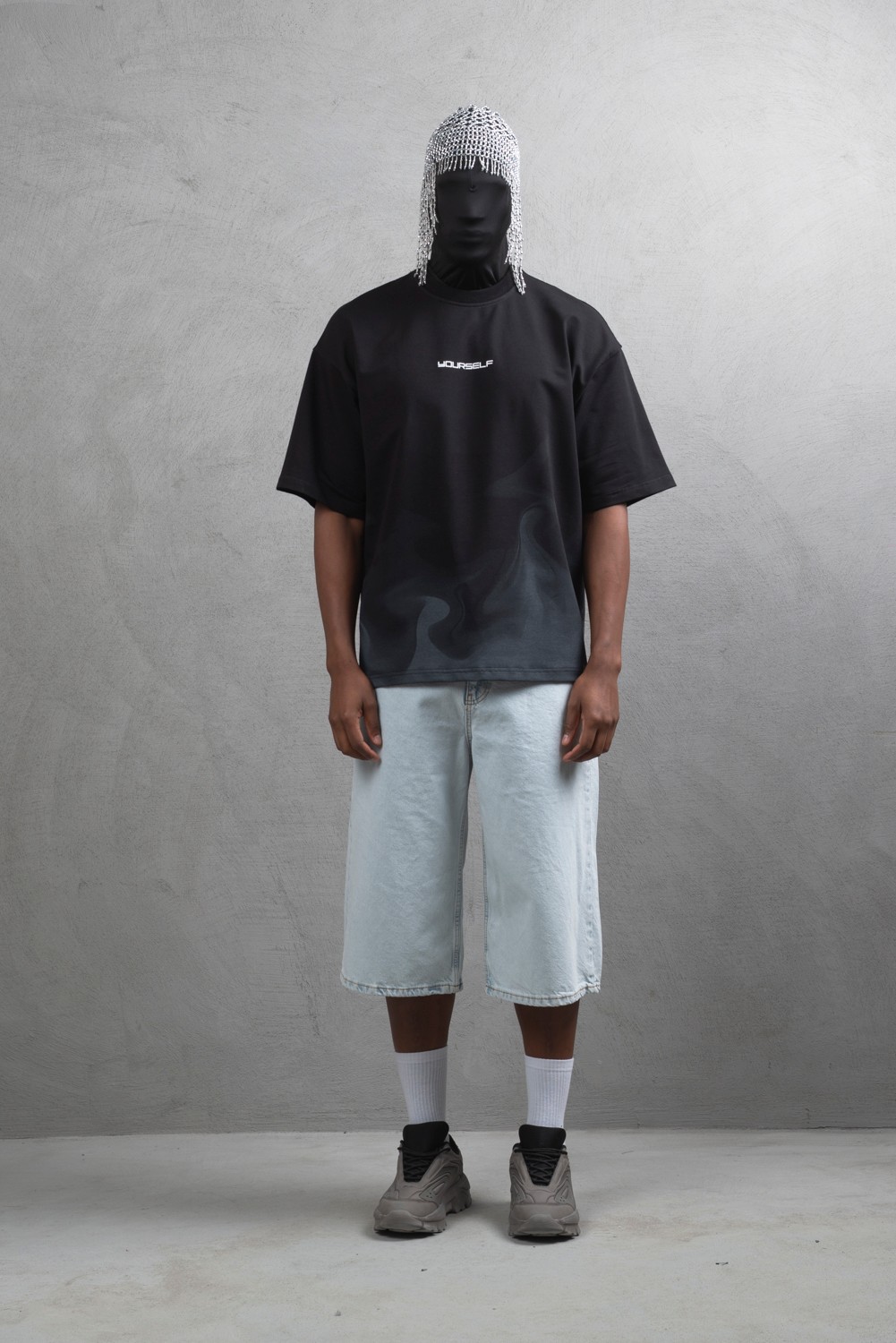 Maksim Oversize Baskılı Tişört – Yourself | 10101 - Black