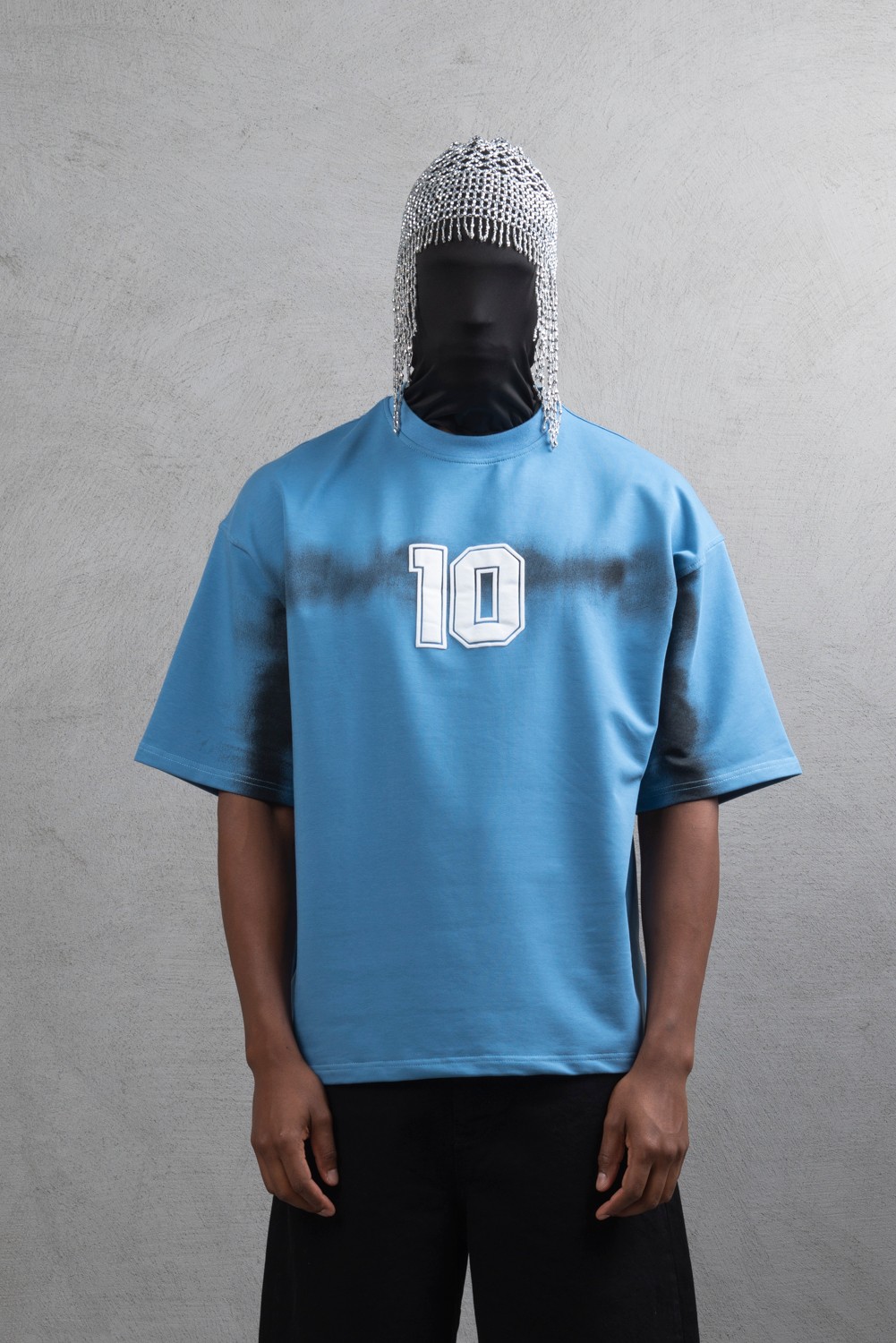 Maksim Oversize Baskılı Tişört – 10 Numara | 10109 - Mavi