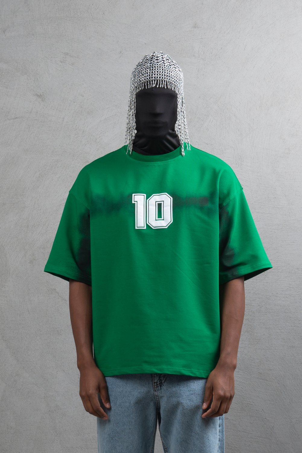 Maksim Oversize Baskılı Tişört – 10 Numara | 10109 - Benetton Yeşili