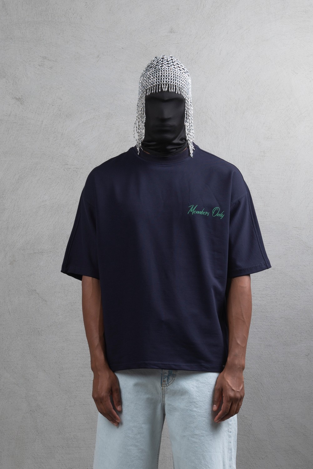 Maksim Oversize Baskılı Tişört – Members Only | 10097 - Lacivert