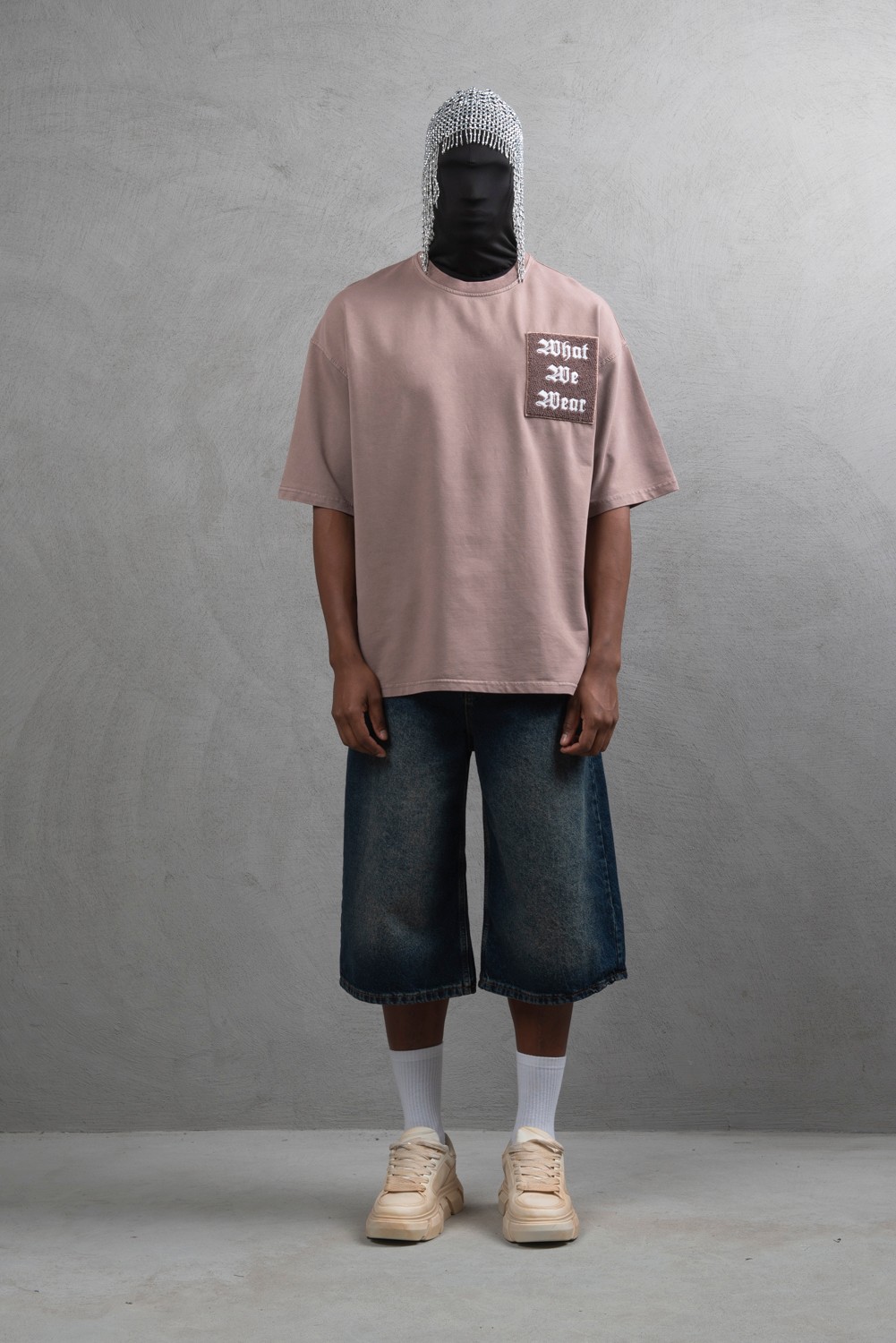 Maksim Oversize Tişört – What We Wear Aplike | 10082 - Vizon
