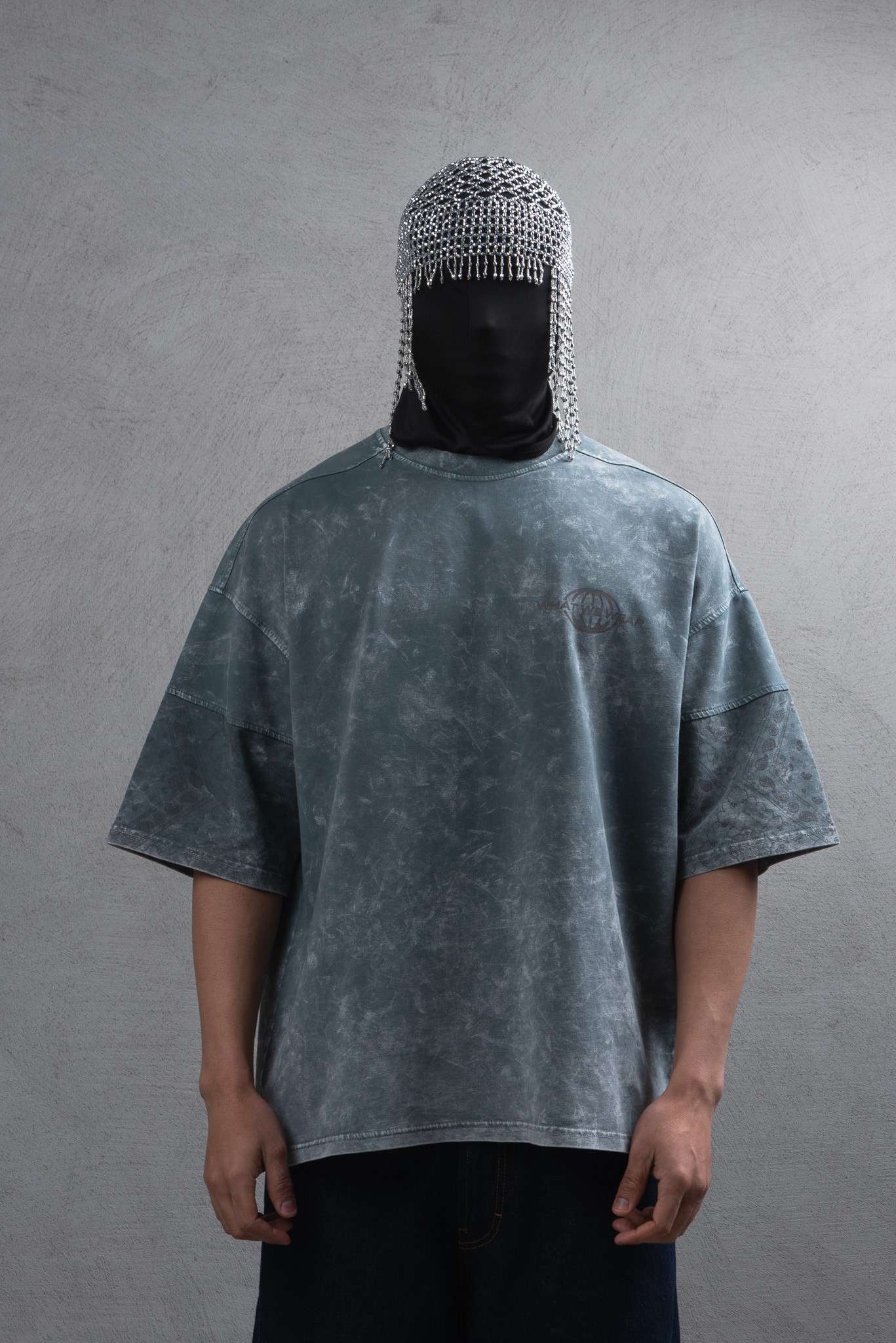 Maksim Oversize – Baskılı Yıkamalı Tişört | 10041 - Grey