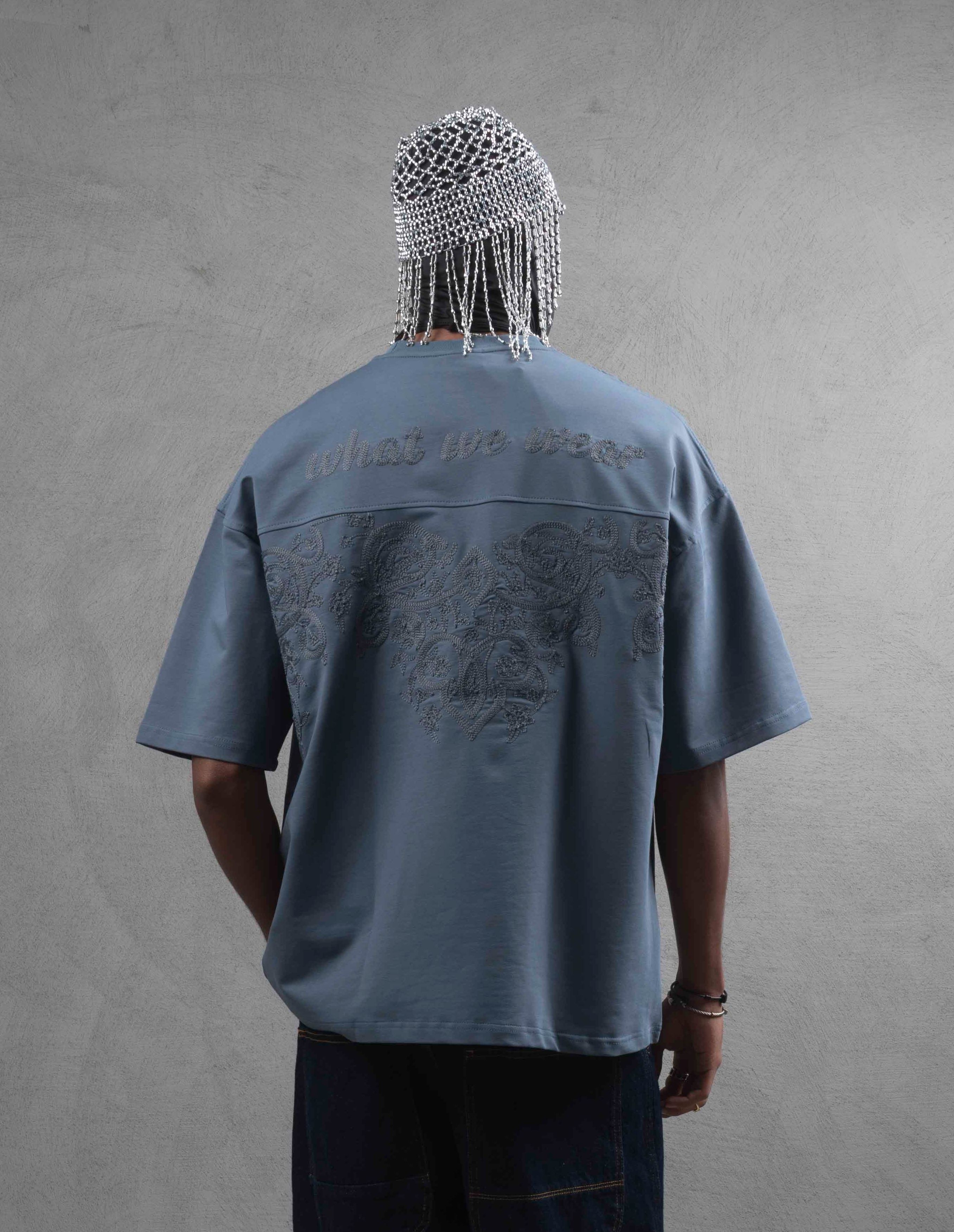 Maksim Oversize Nakış Desenli Tişört | 10086 - Füme