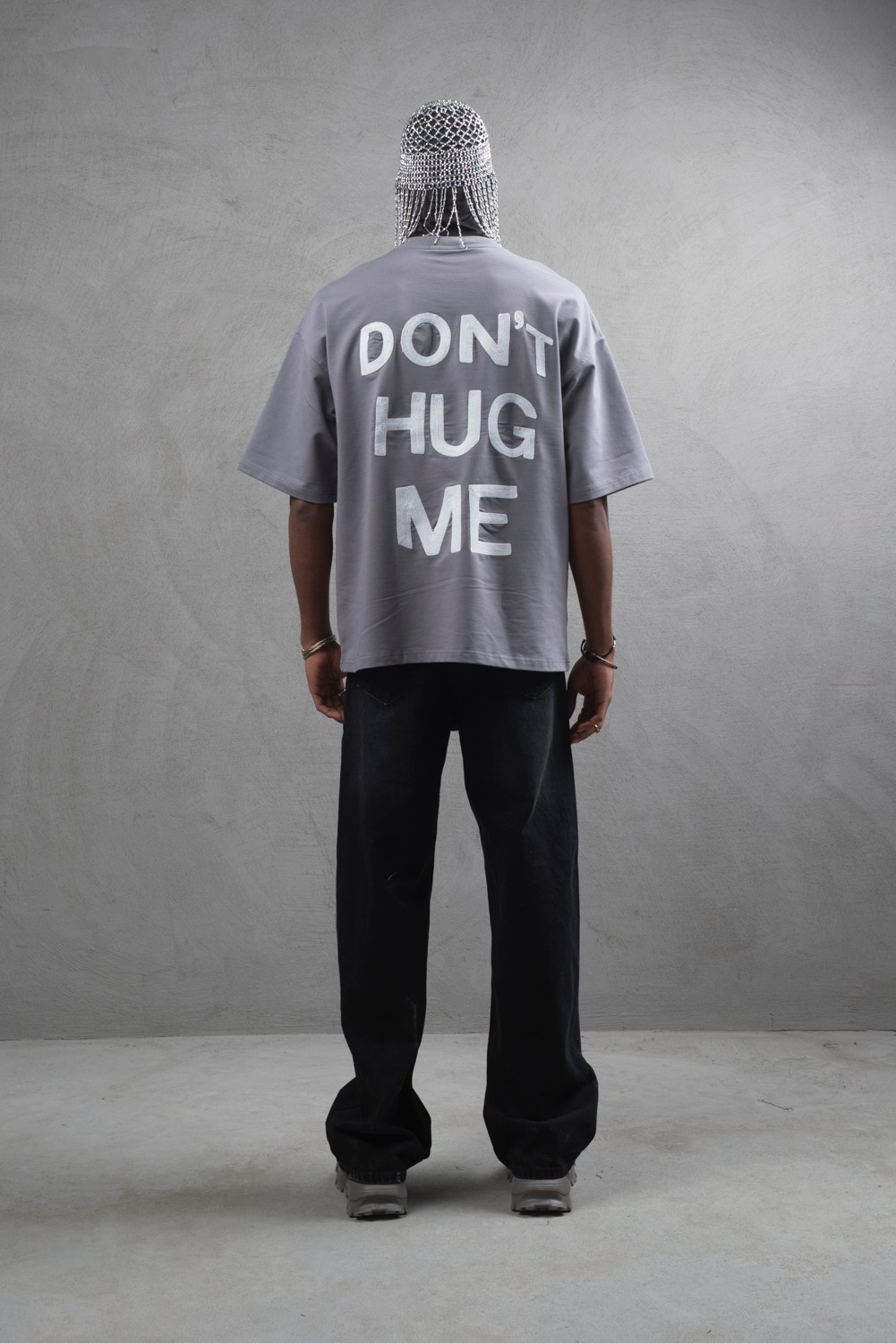 Maksim Oversize Nakış ve Baskı – Don’t Hug | 10072 - Grey