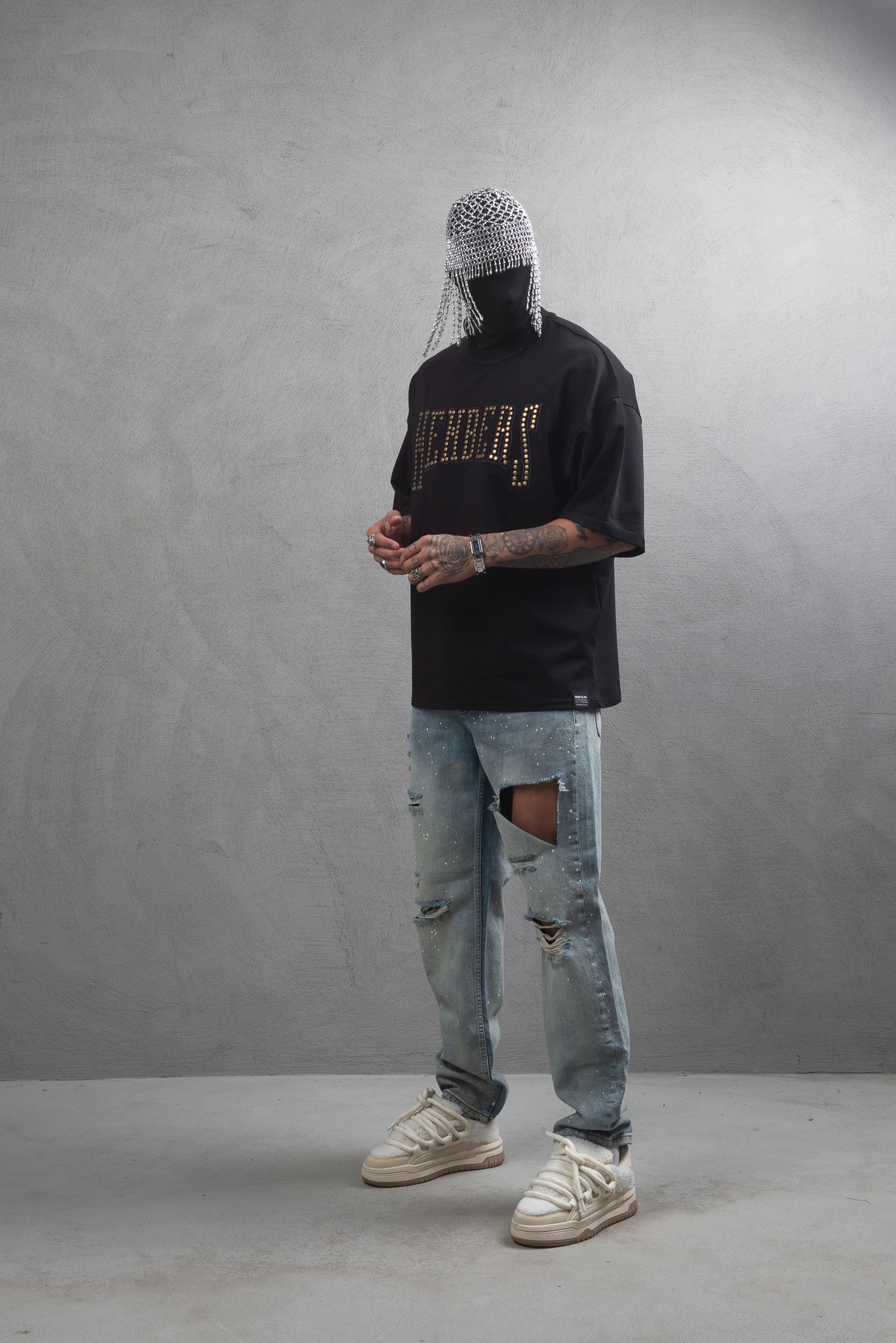 Maksim Oversize Metal Detaylı MEMBERS Tişört | 10026