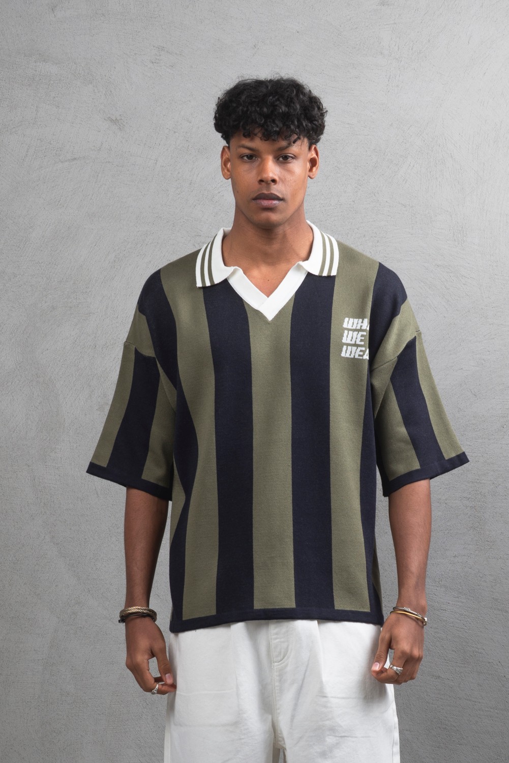 Maksim Oversize Polo Yaka Triko Tişört | 11001 - Haki