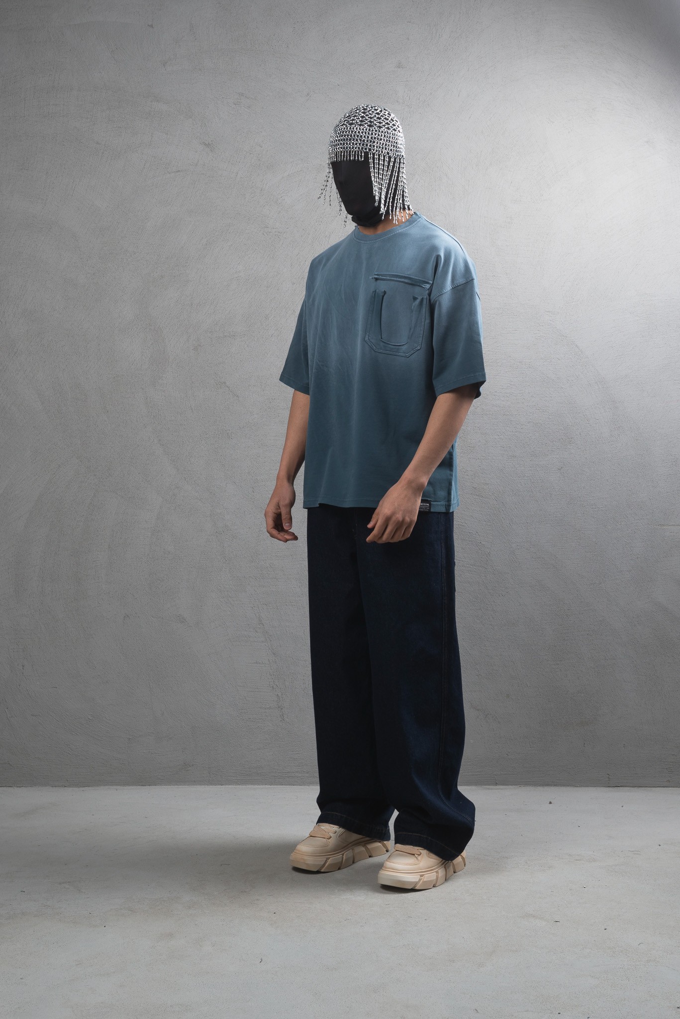 Maksim Oversize Pistole Yıkamalı Yırtık Cepli Tişört | 10039