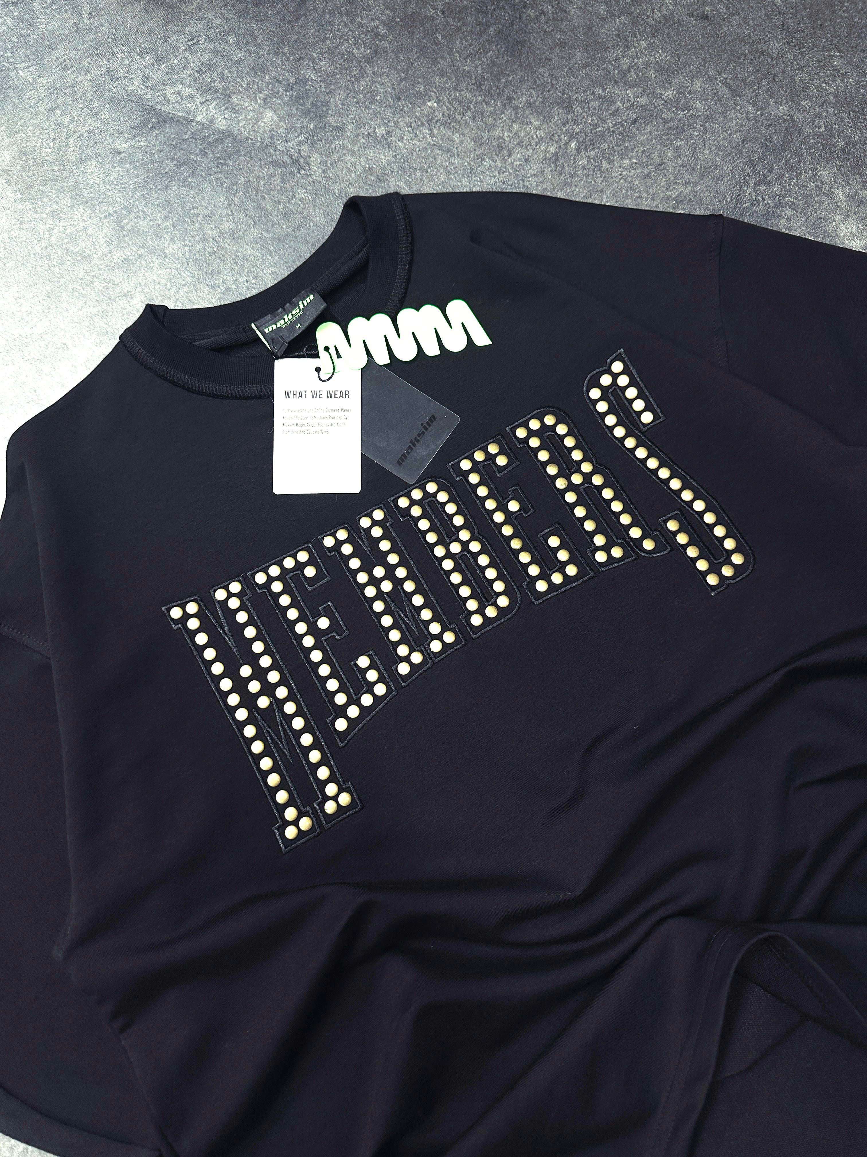Maksim Oversize Metal Detaylı MEMBERS Tişört | 10026