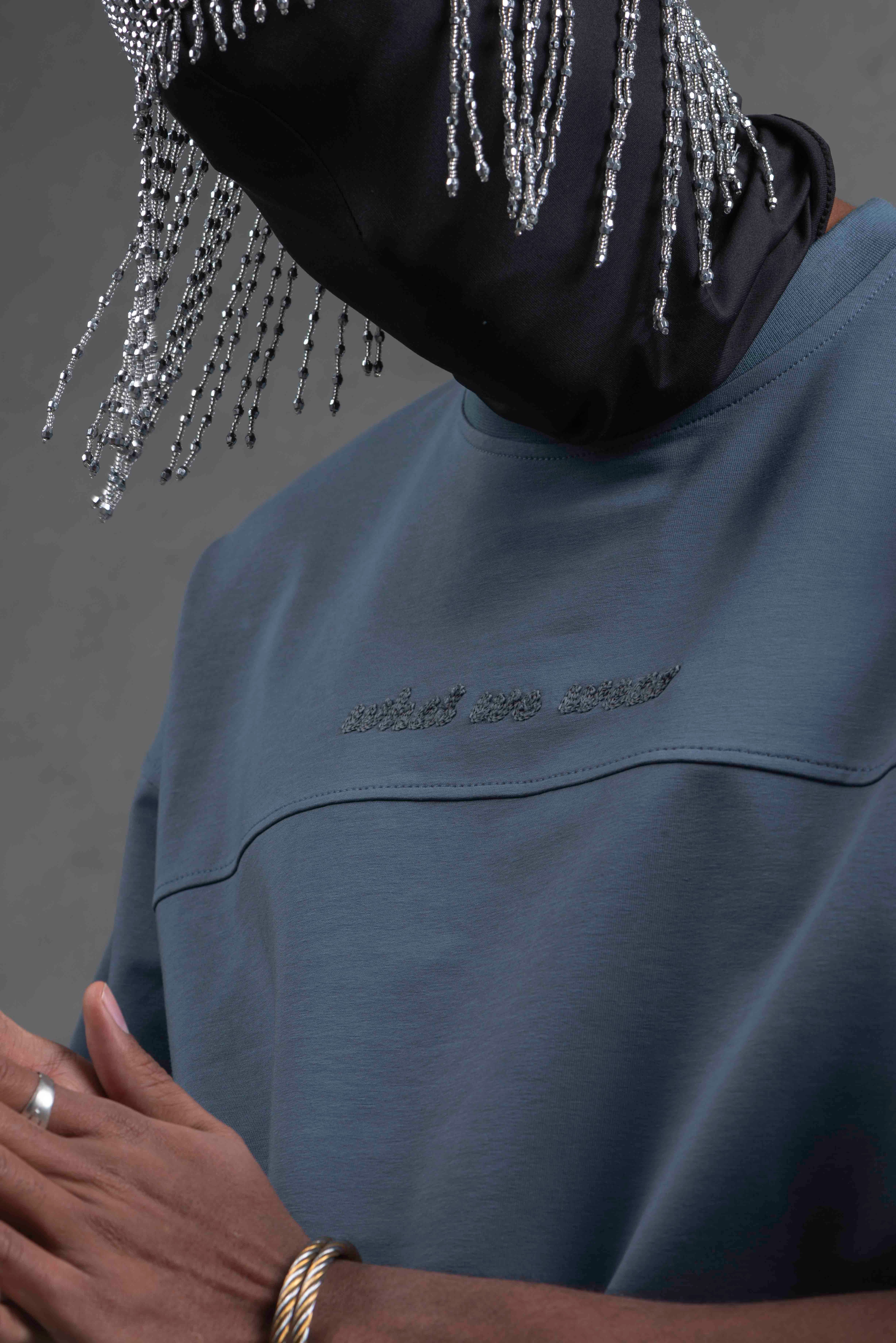 Maksim Oversize Nakış Desenli Tişört | 10086