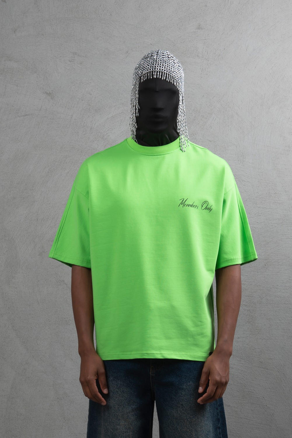Maksim Oversize Baskılı Tişört – Members Only | 10097 - Fıstık Yeşili