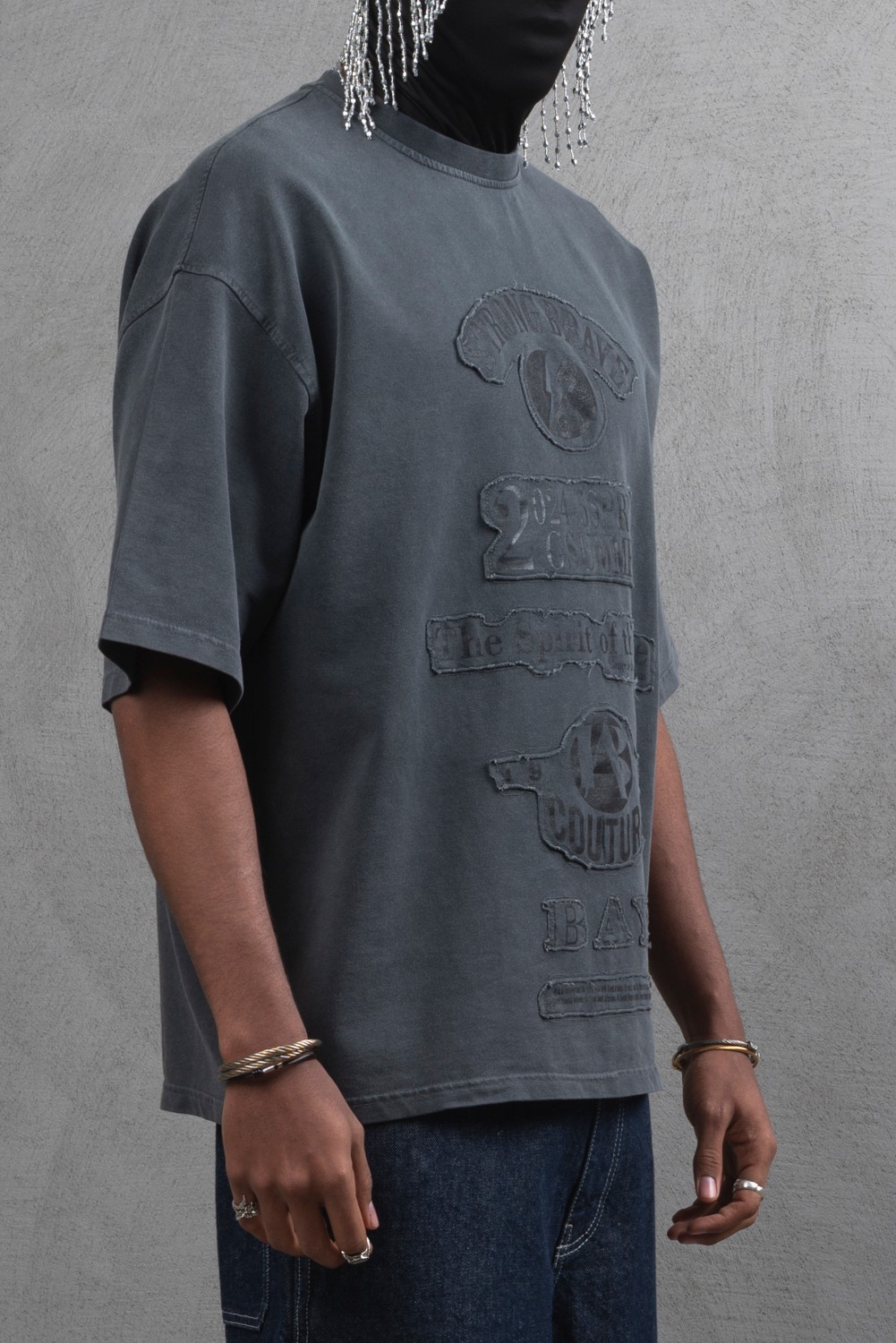 Maksim Yıkamalı Lazer Patch Detaylı Oversize Tişört – 10056