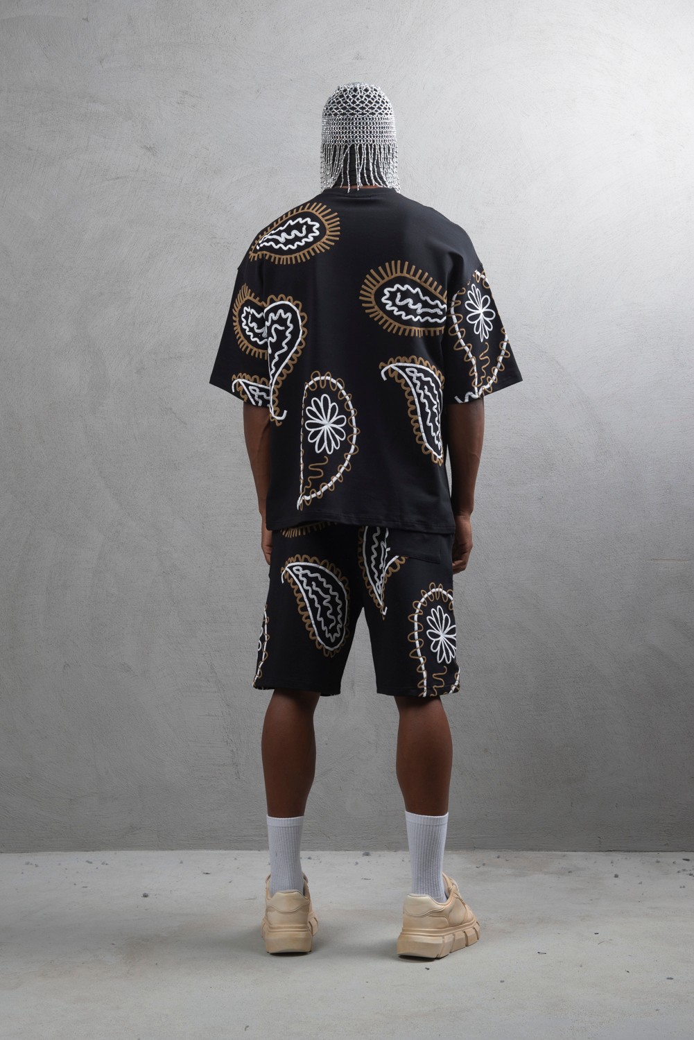 Maksim Oversize Şal Desenli Set – 10065 | Tişört + Şort Takım
