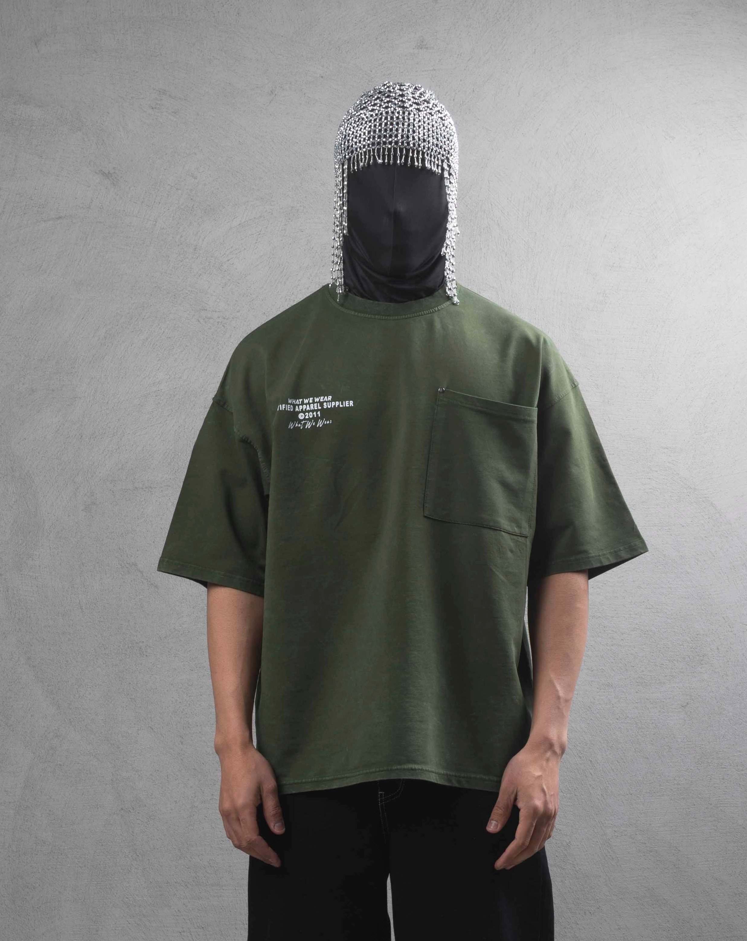 Maksim Yıkamalı Oversize Cep Detaylı Tişört – 10036 - Haki