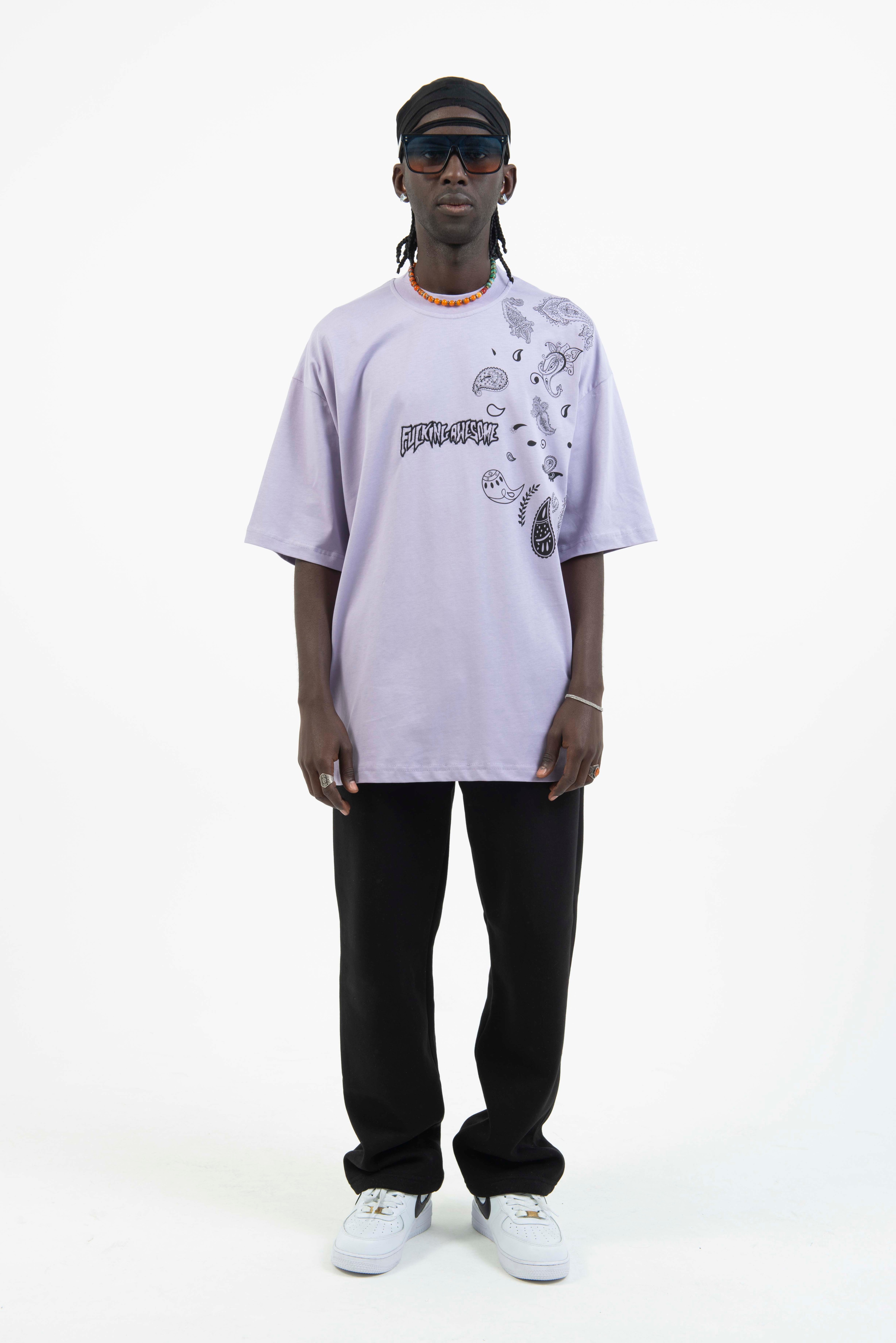 Oversize Baskılı T-shirt 23125 - Lilac
