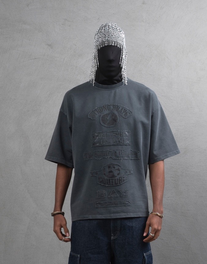 Maksim Yıkamalı Lazer Patch Detaylı Oversize Tişört – 10056 - Black