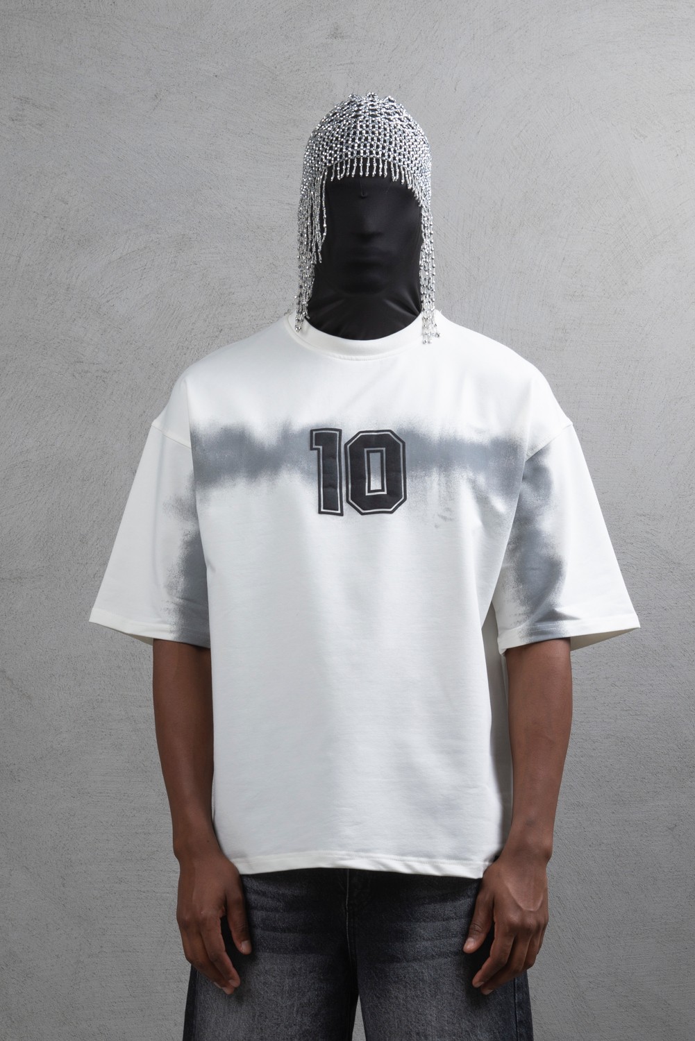 Maksim Oversize Baskılı Tişört – 10 Numara | 10109 - Ekru