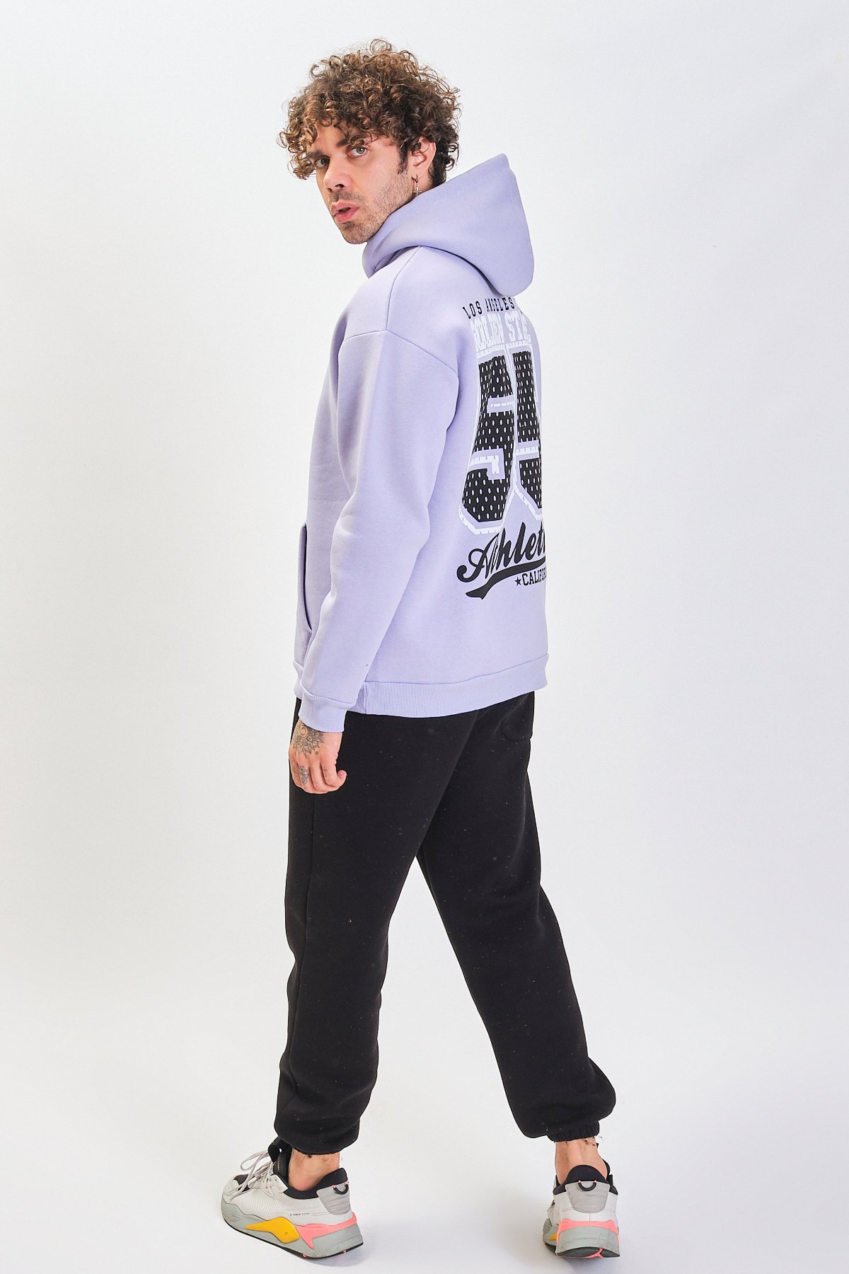 Oversize Baskılı Kapüşonlu Sweatshirt 22898