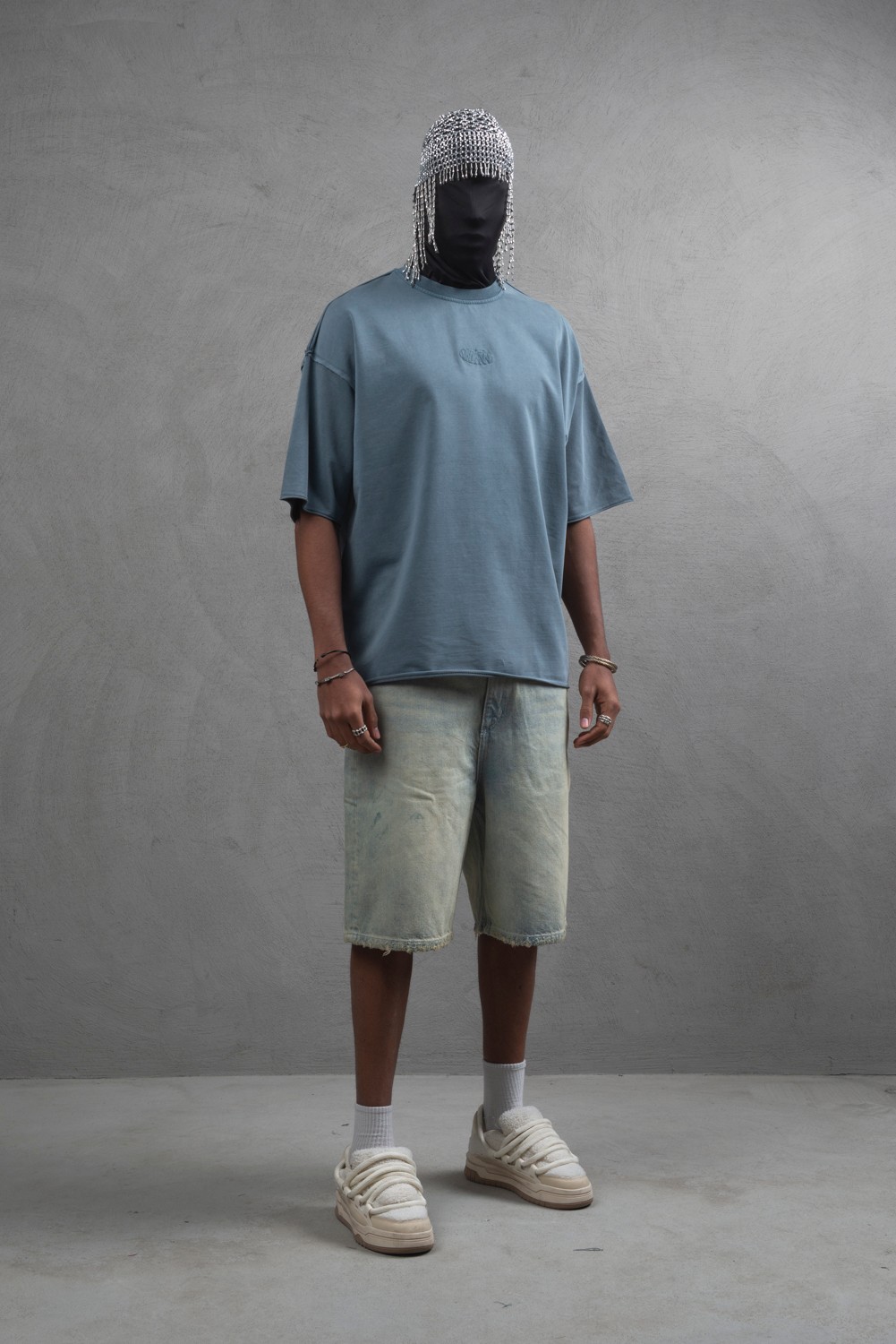 Maksim Oversize Özel Dikişli Basic Tişört | 10084 - Füme