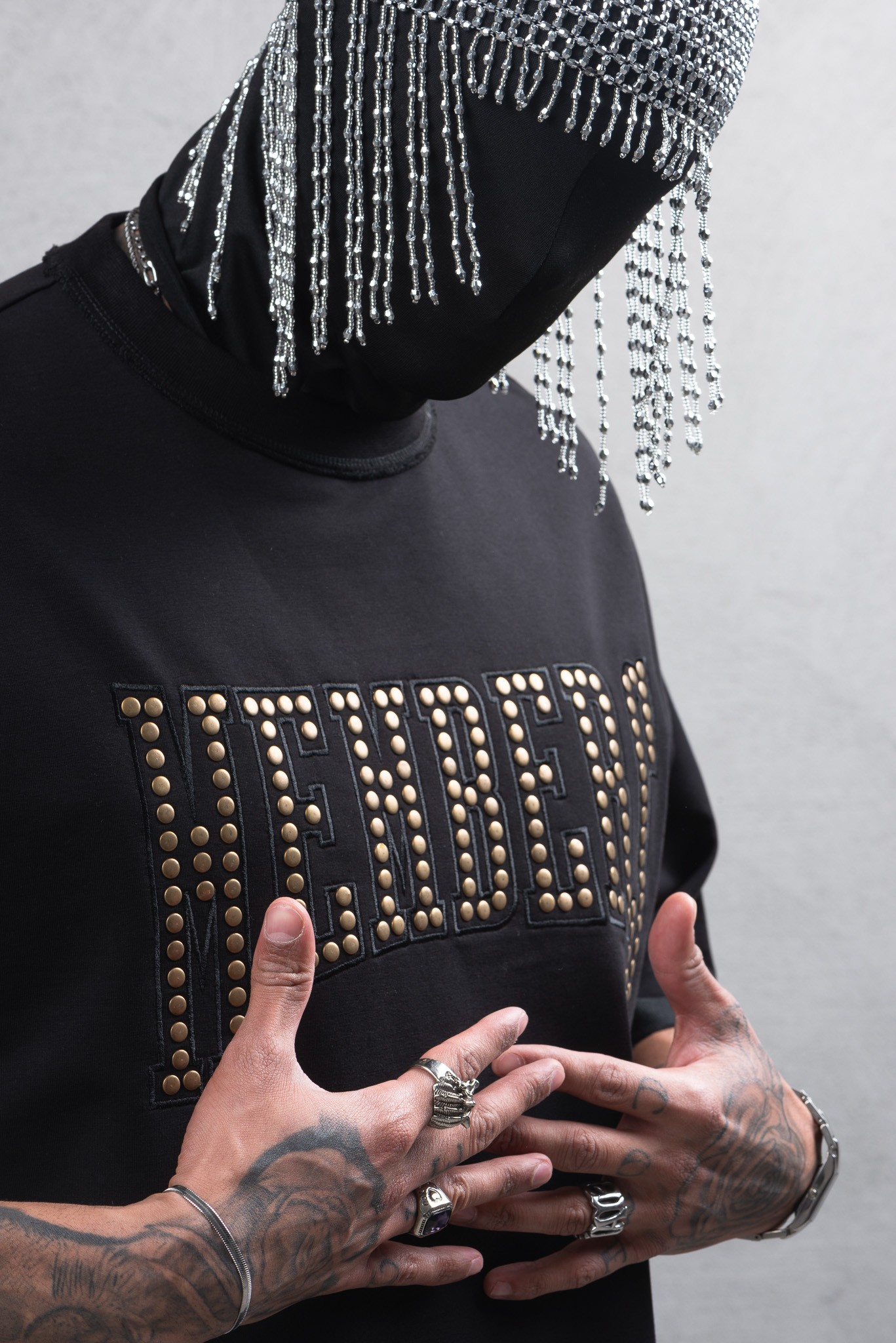 Maksim Oversize Metal Detaylı MEMBERS Tişört | 10026