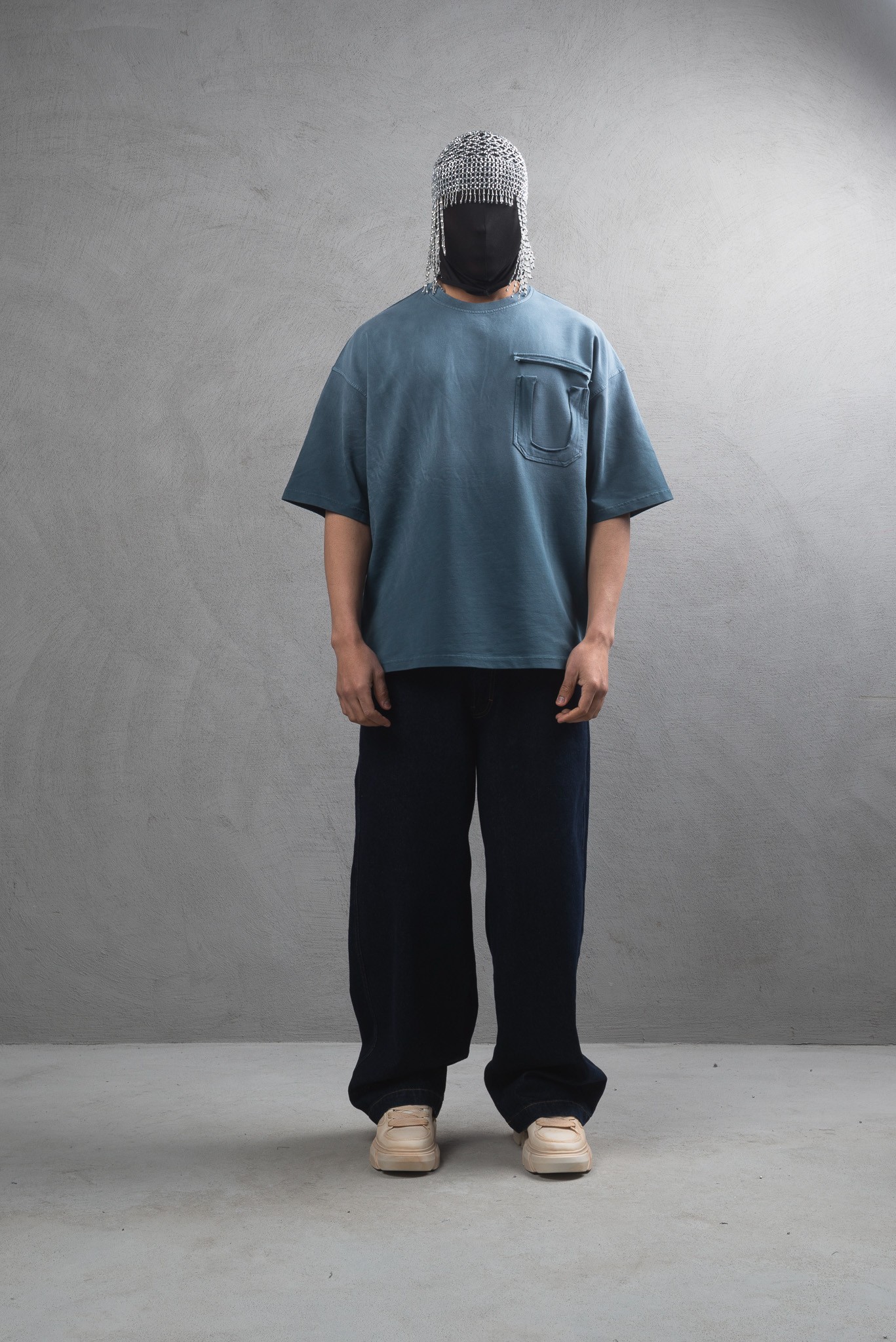 Maksim Oversize Pistole Yıkamalı Yırtık Cepli Tişört | 10039