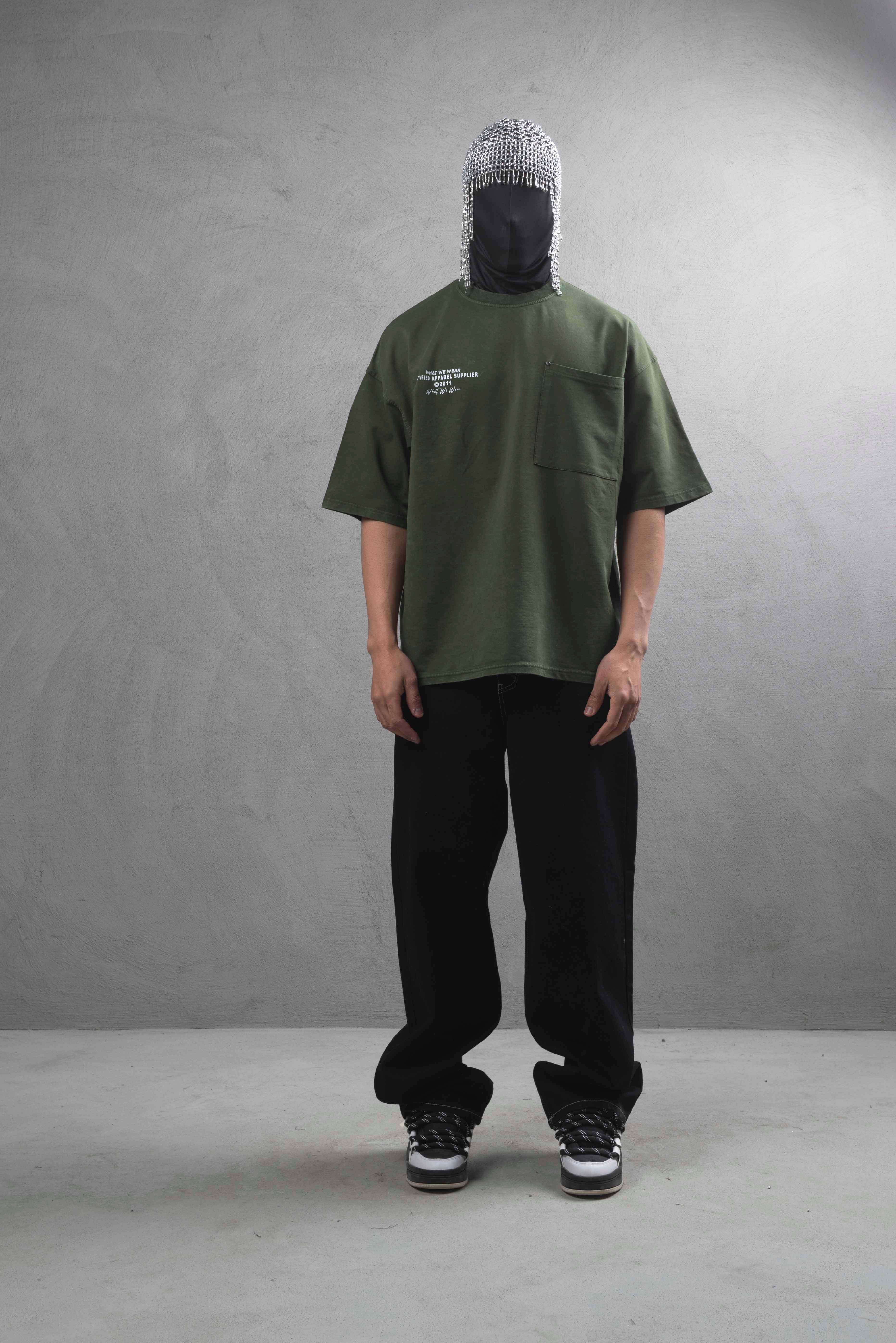 Maksim Yıkamalı Oversize Cep Detaylı Tişört – 10036