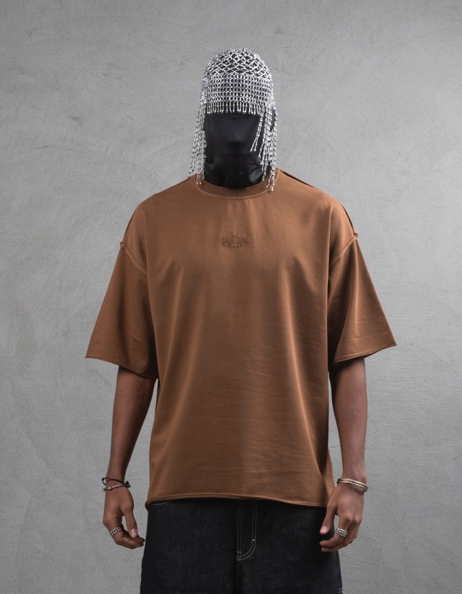 Maksim Oversize Özel Dikişli Basic Tişört | 10084 - Kahve