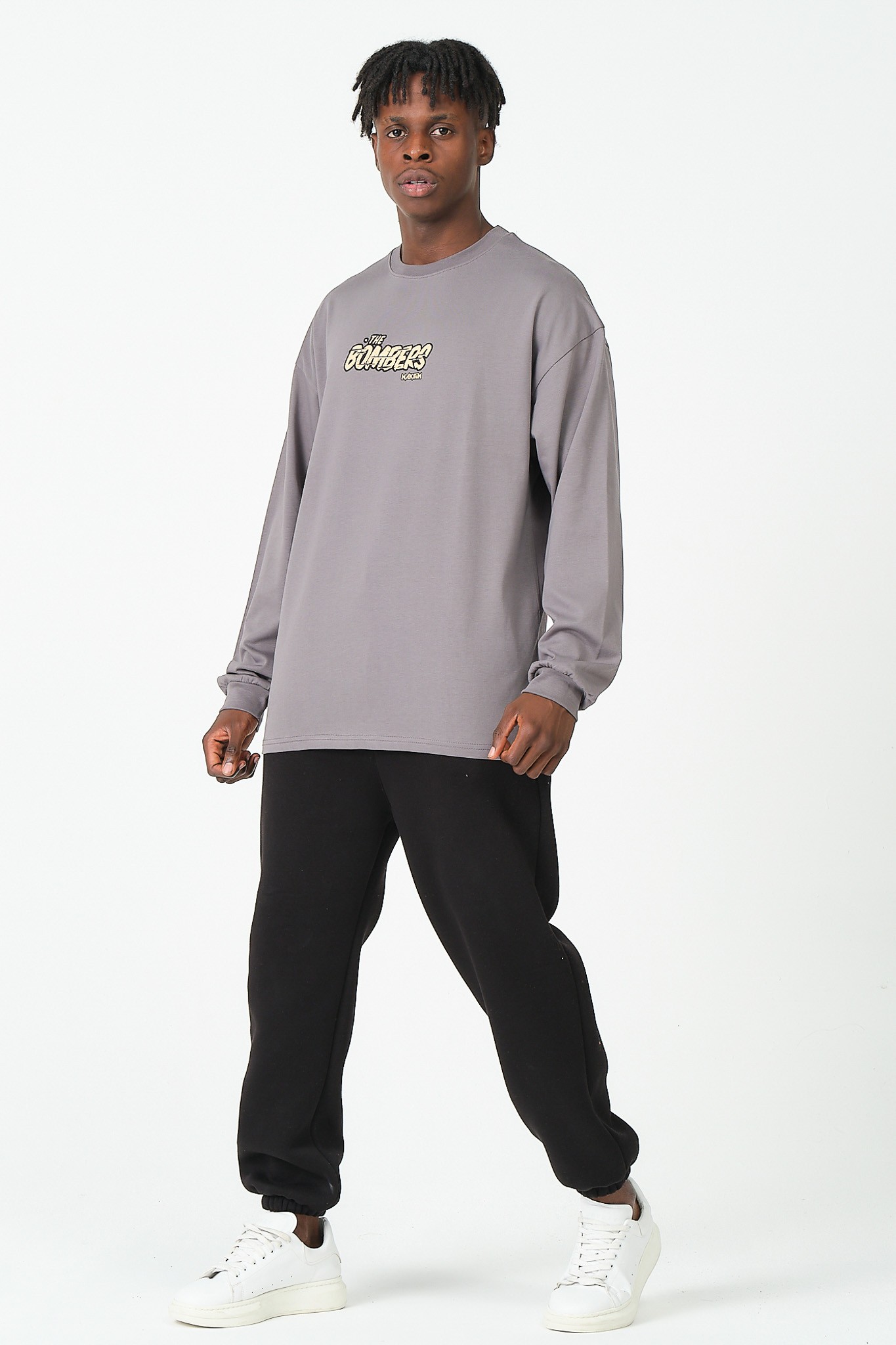 Baskılı Oversize Sweatshirt 22813 - Grey