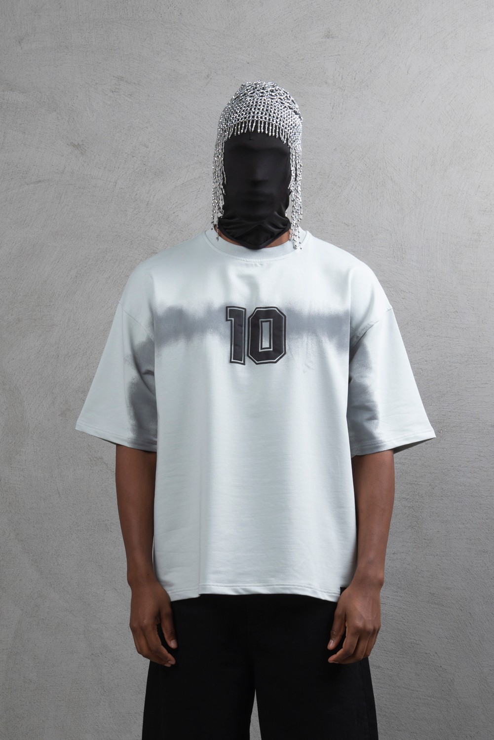 Maksim Oversize Baskılı Tişört – 10 Numara | 10109 - Açık Gri