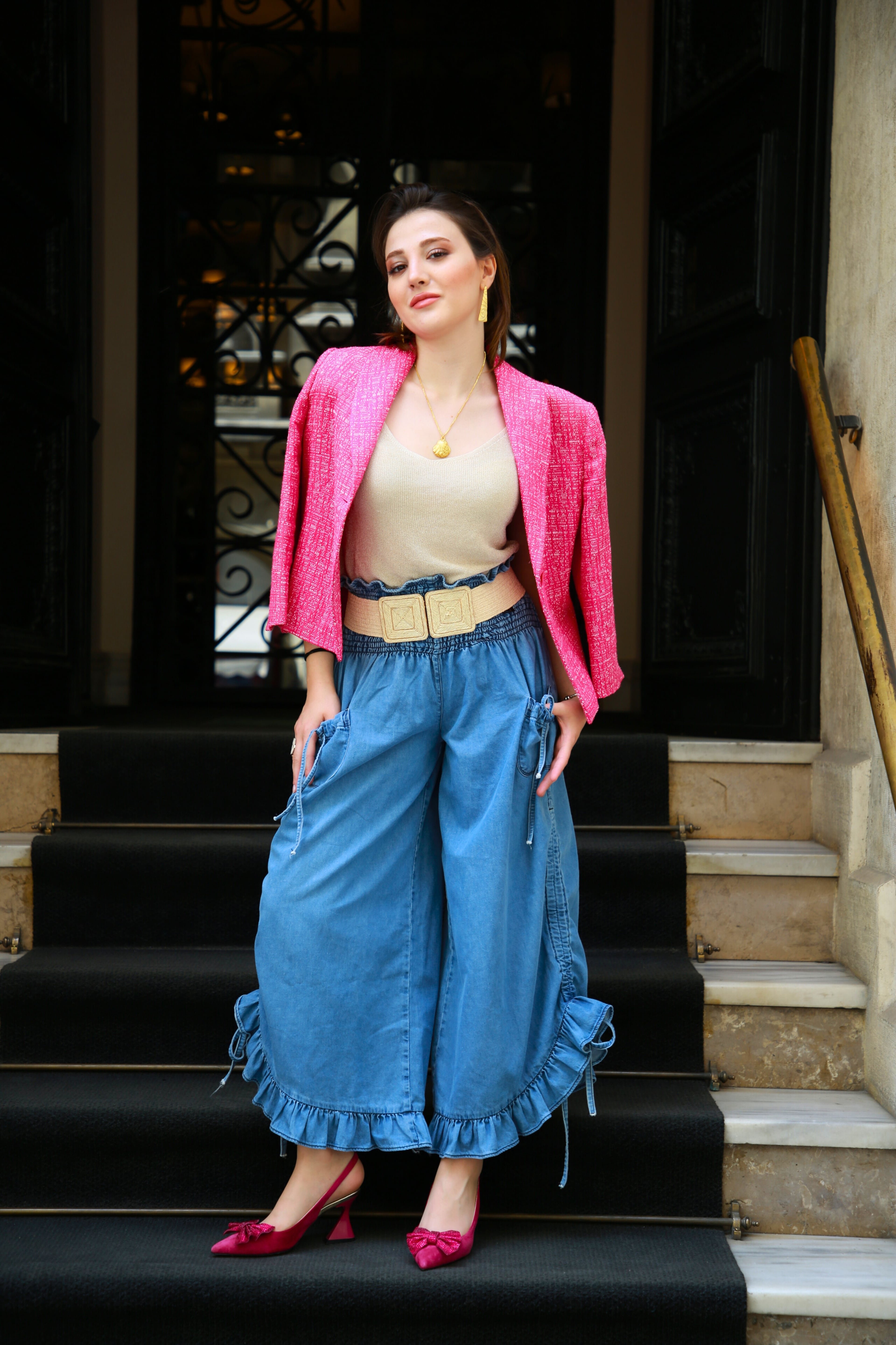 Fırfırlı Denim Pantolon