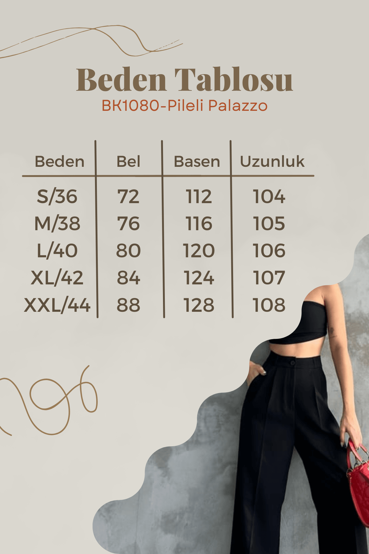 Balenbi Kadın Pileli Yüksek Bel Likralı Palazzo Pantolon 1080 - Siyah