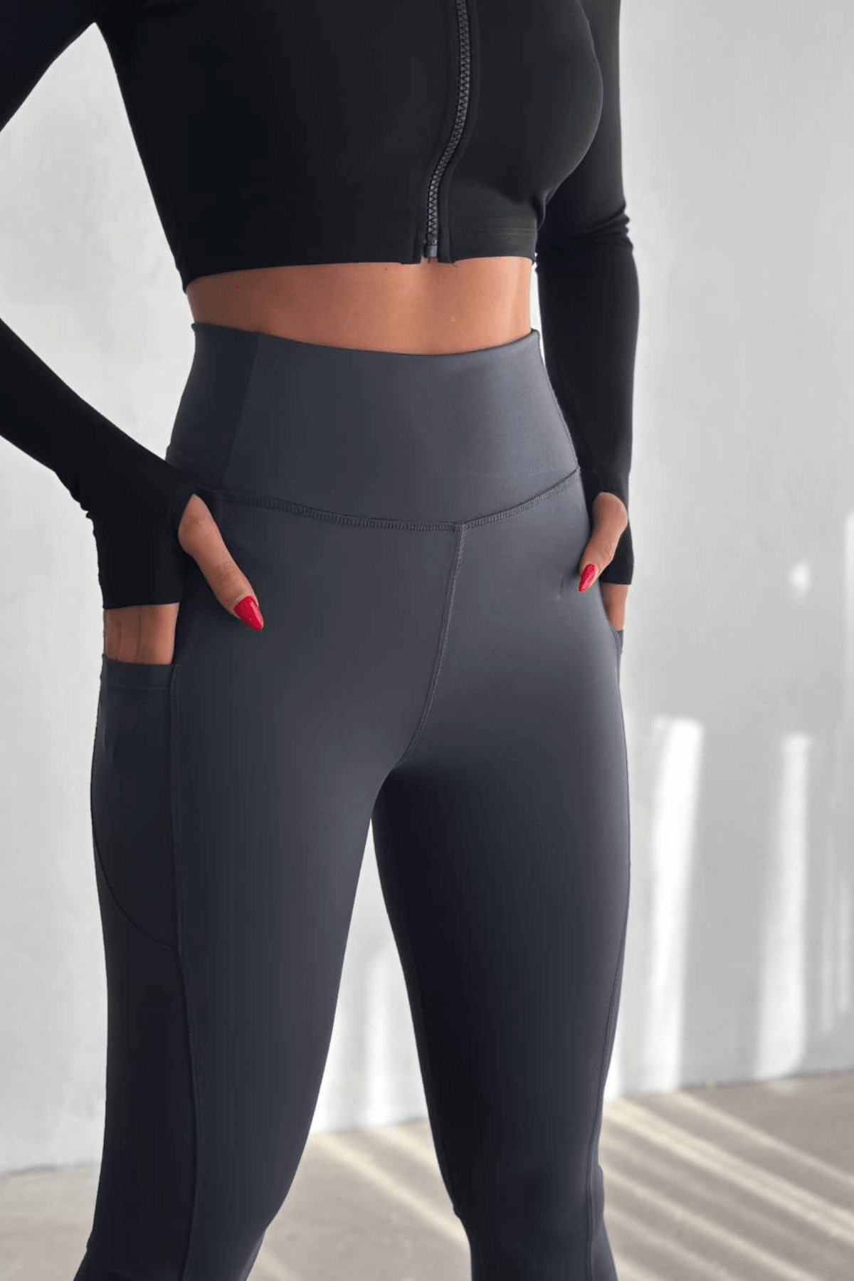 Balenbi Haute Kadın Yüksek Bel Toparlayıcı Çift Cepli Leggings Fitness Tayt 1090