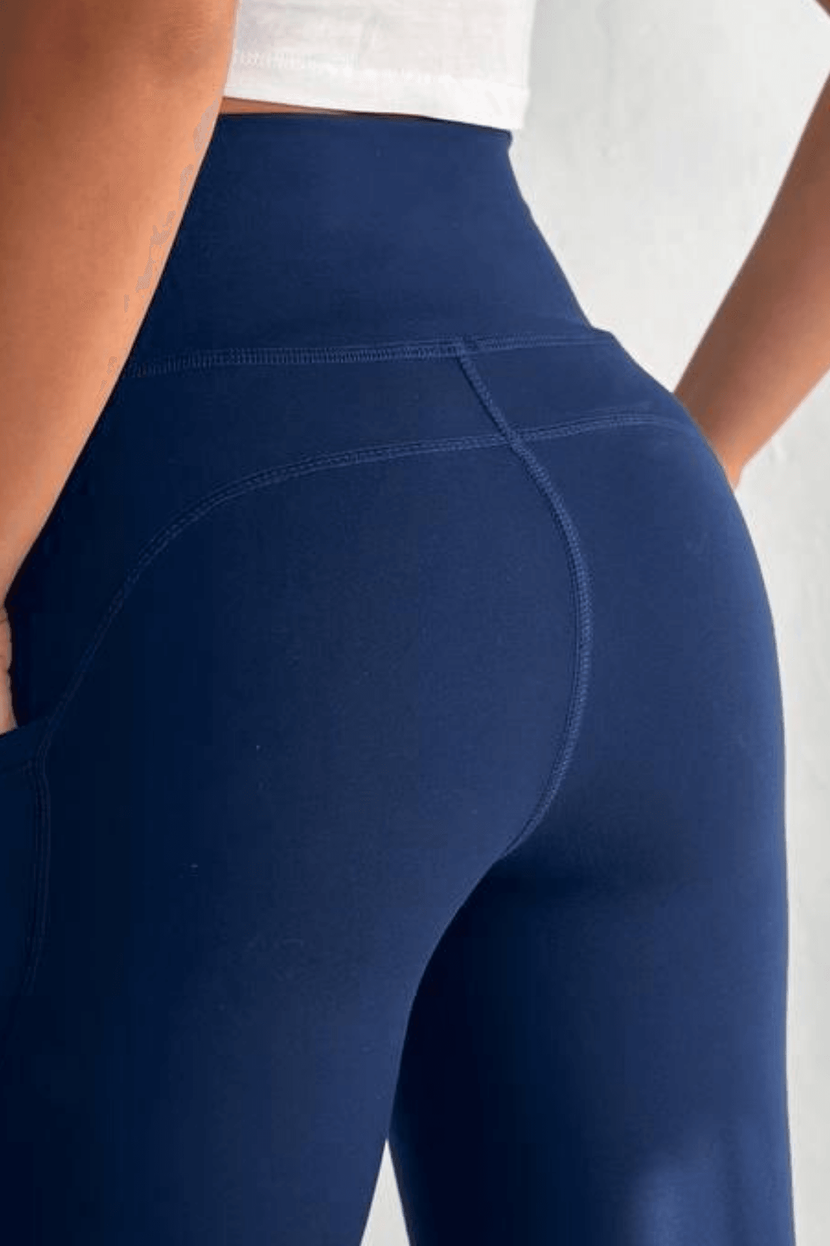 Balenbi Haute Kadın Yüksek Bel Toparlayıcı Çift Cepli Leggings Fitness Tayt 1090 - Lacivert