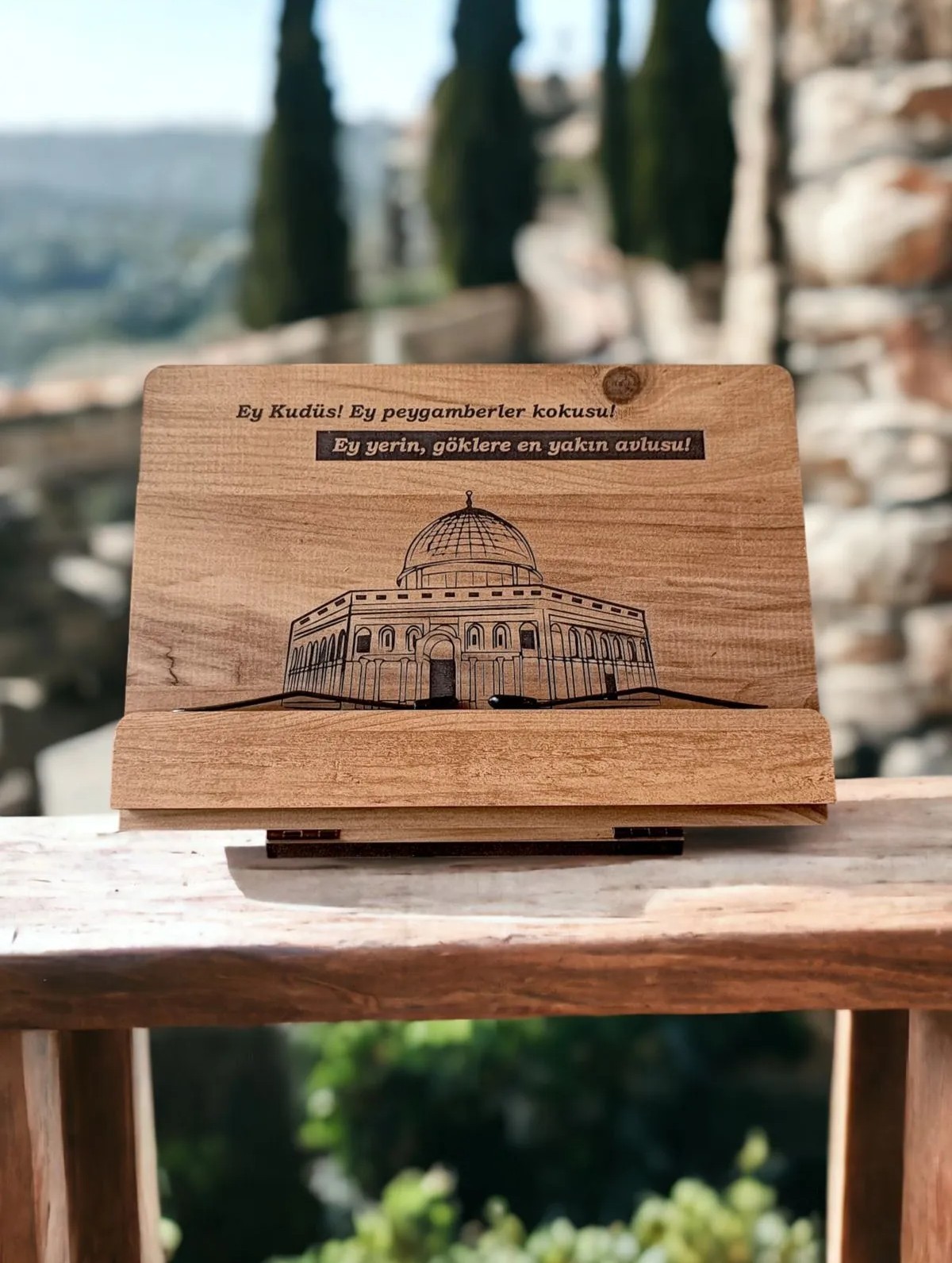 Kitap Okuma Standı Masaüstü Ahşap Kuran Rahlesi Tablet Tutucu