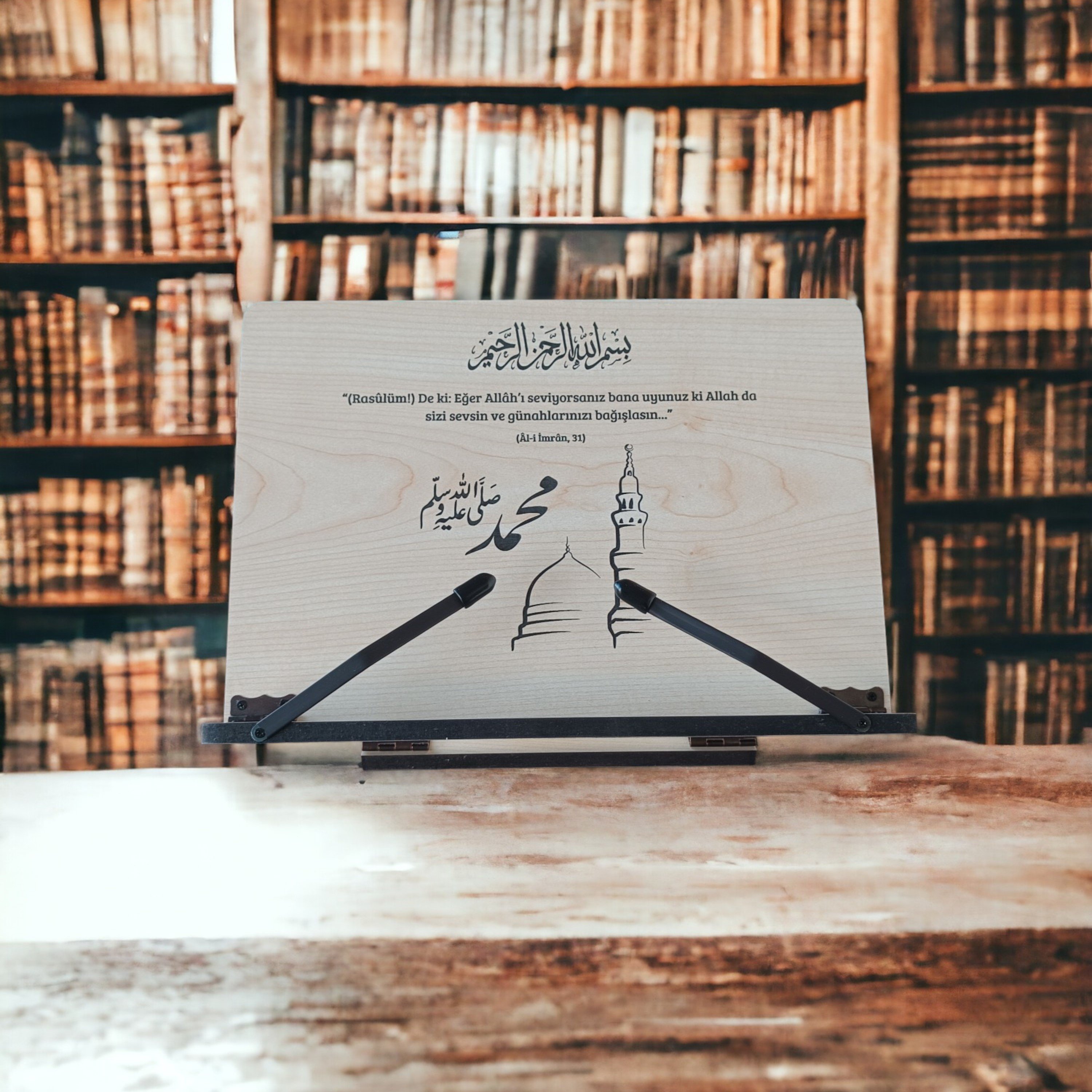 Kitap Okuma Standı Masaüstü Ahşap Kuran Rahlesi Tablet Tutucu