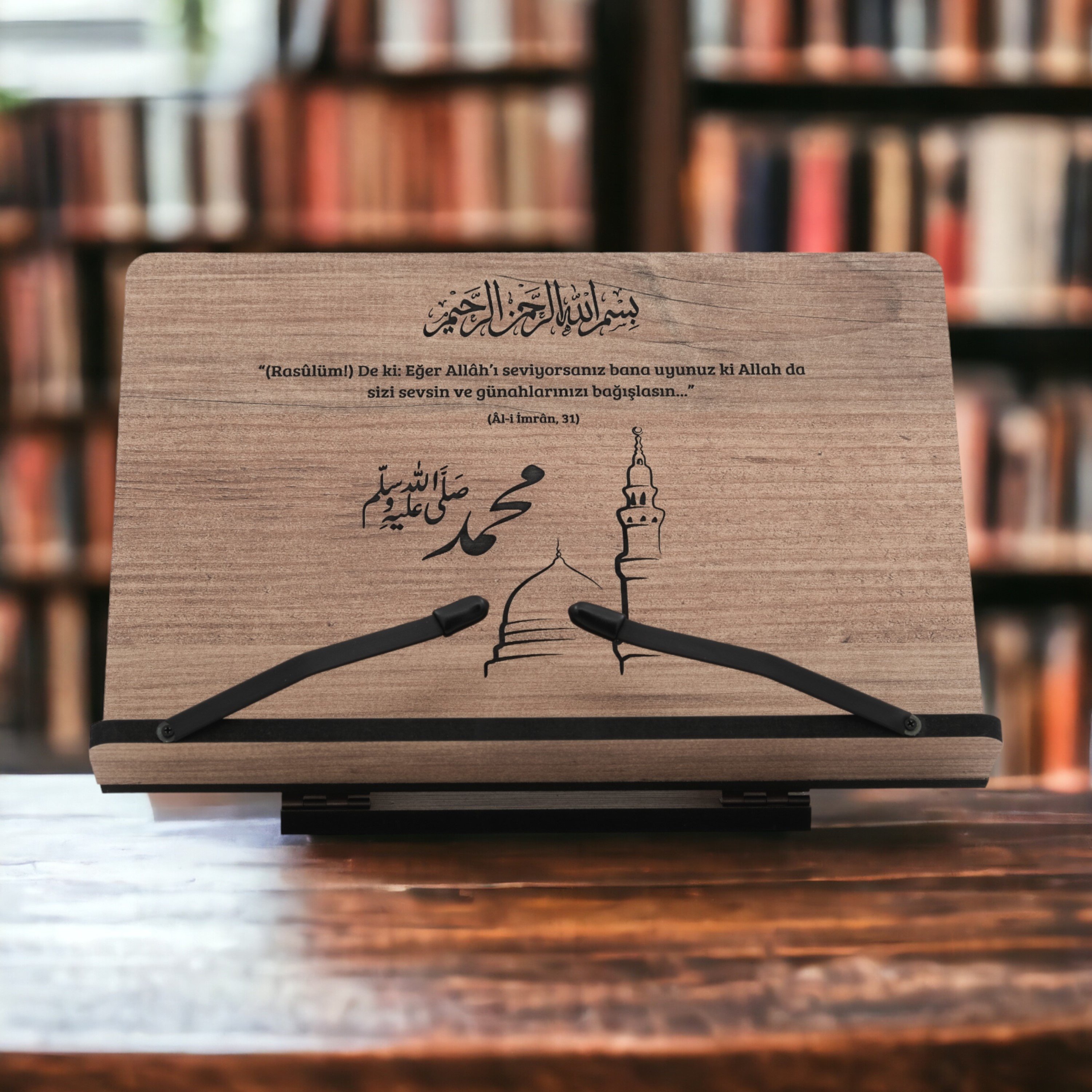 Kitap Okuma Standı Masaüstü Ahşap Kuran Rahlesi Tablet Tutucu